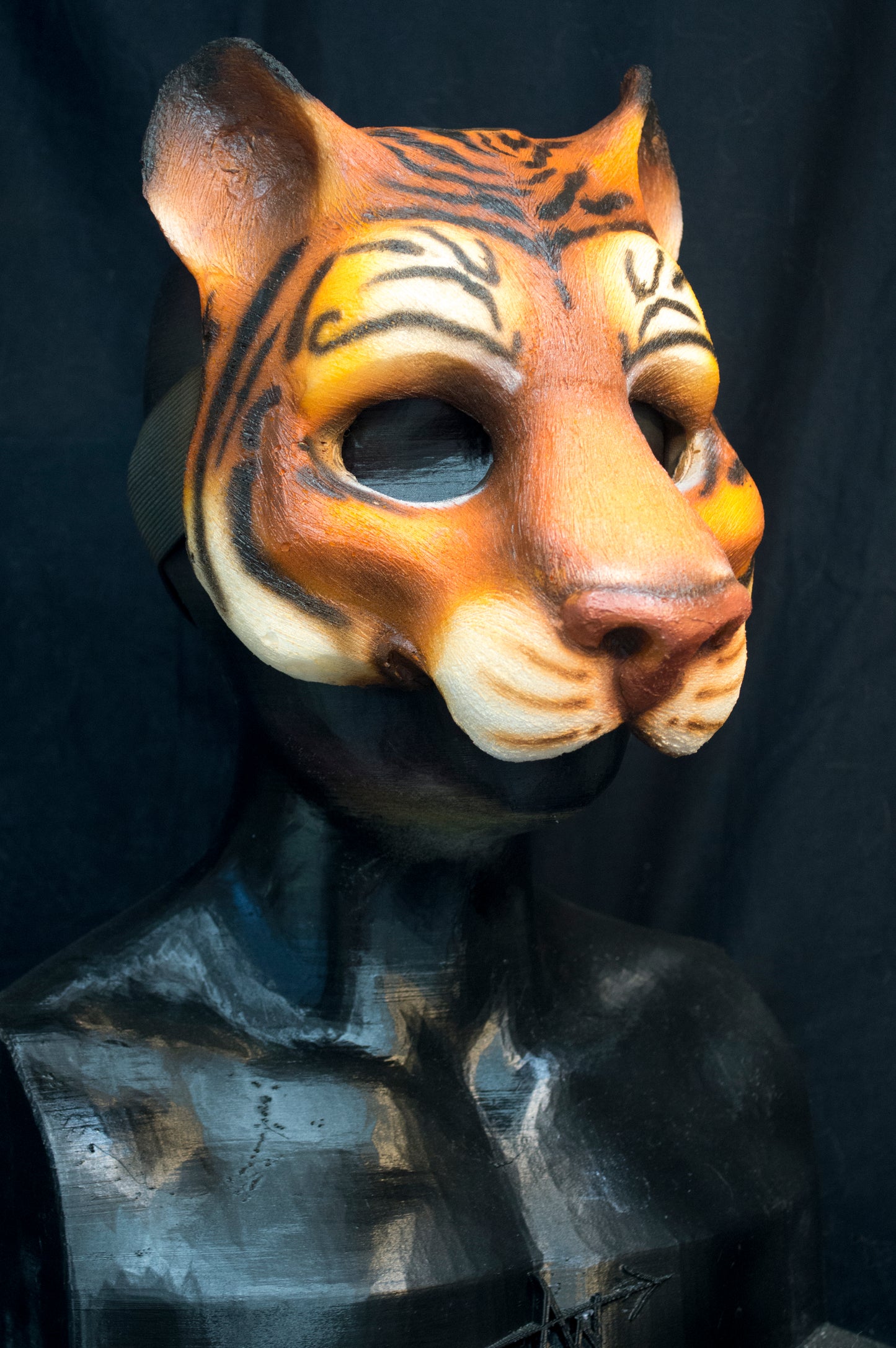 Awaykin Tiger: Made to order combat friendly LARP painted half mask