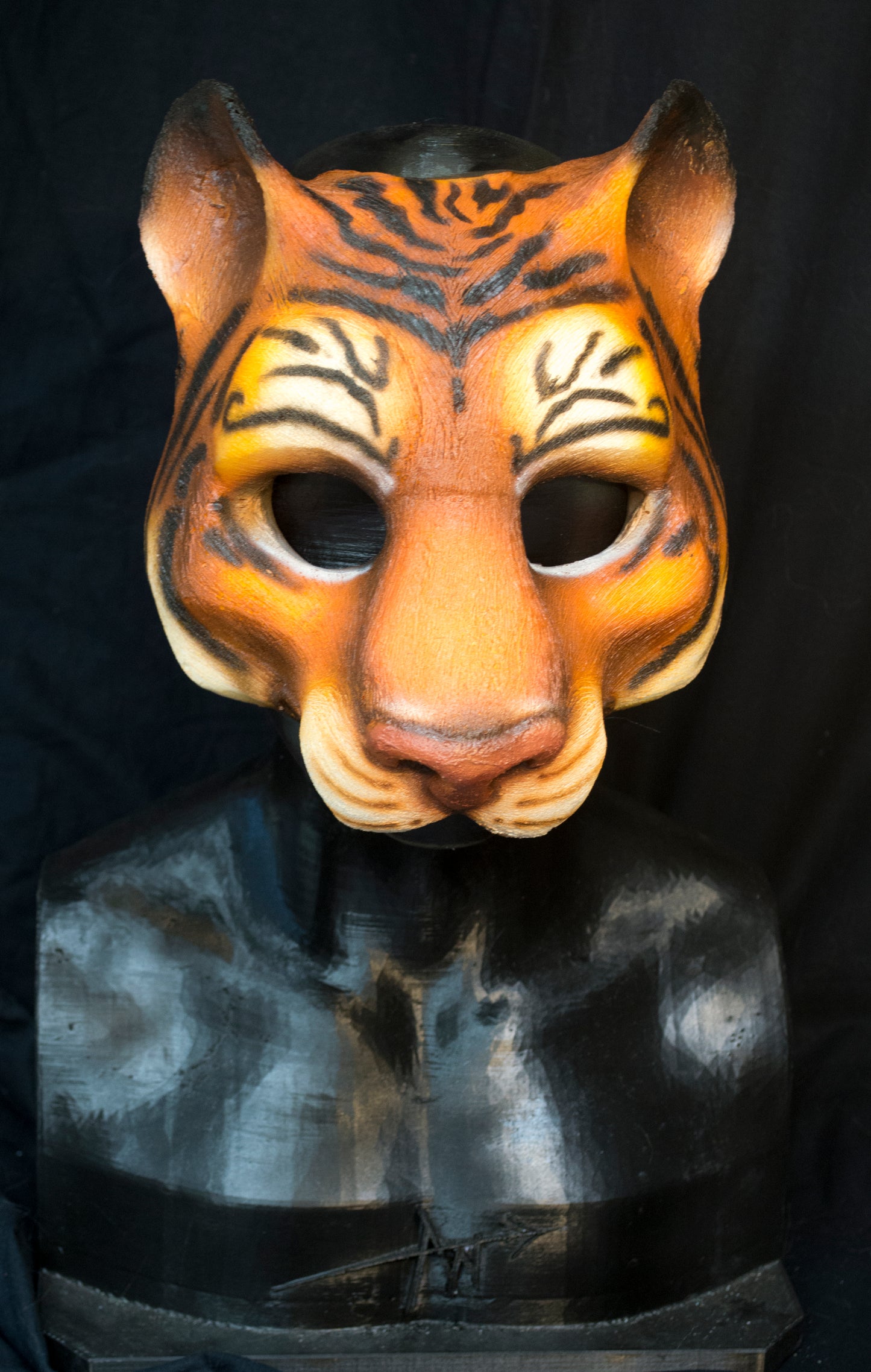 Awaykin Tiger: Made to order combat friendly LARP painted half mask