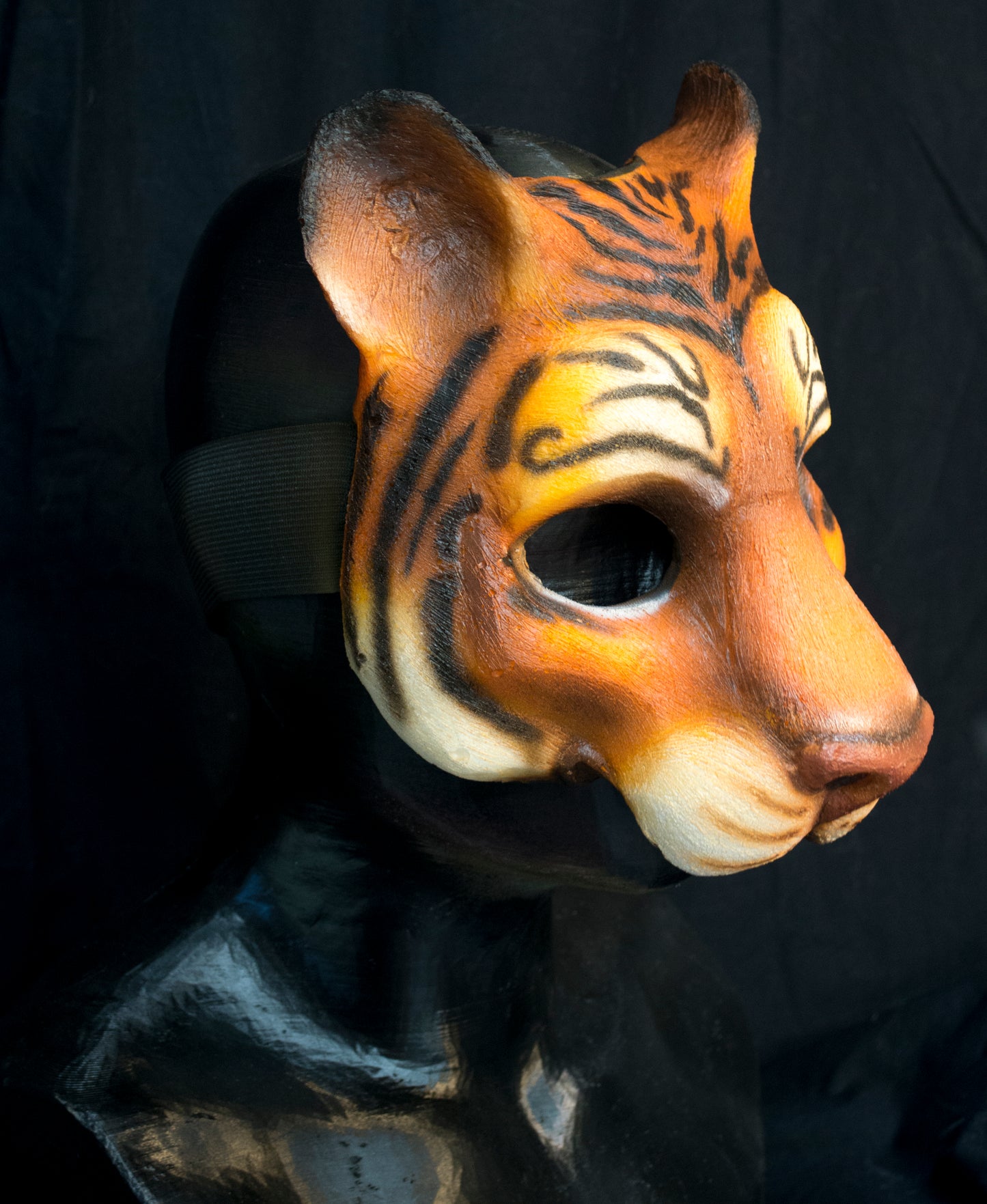 Awaykin Tiger: Made to order combat friendly LARP painted half mask