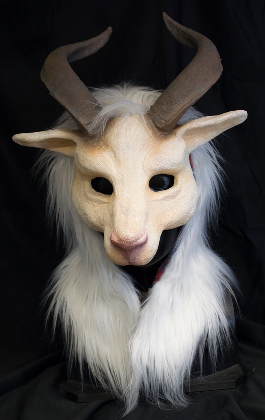 Awaykin Long horned Goat: Made to order combat friendly LARP half mask