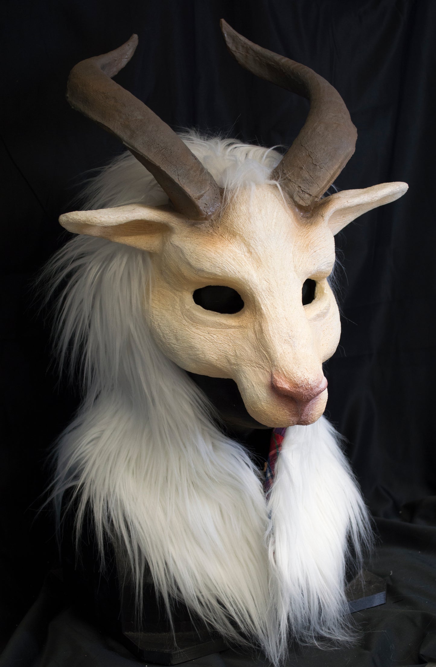 Awaykin Long horned Goat: Made to order combat friendly LARP half mask
