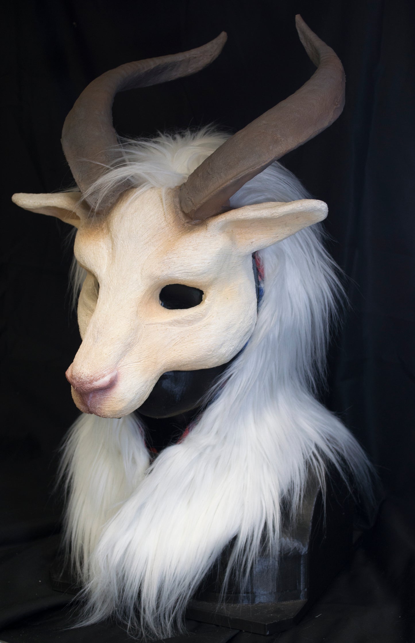 Awaykin Long horned Goat: Made to order combat friendly LARP half mask