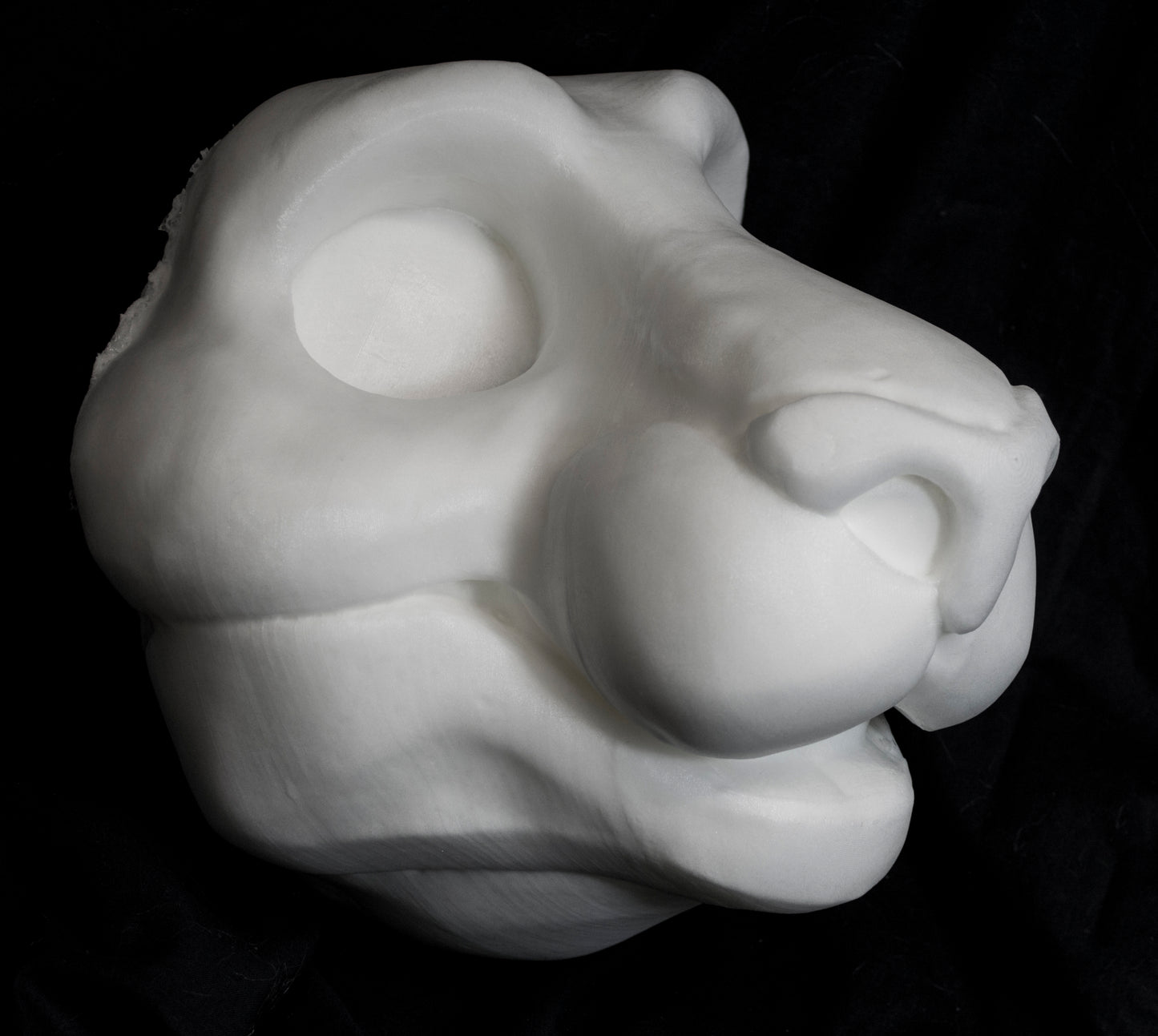 Feline soft foam head base for costumes, mascots and fursuits.