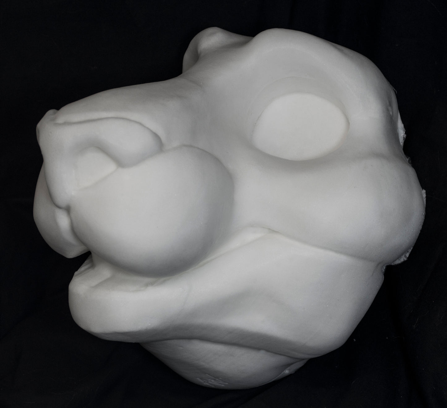 Feline soft foam head base for costumes, mascots and fursuits.