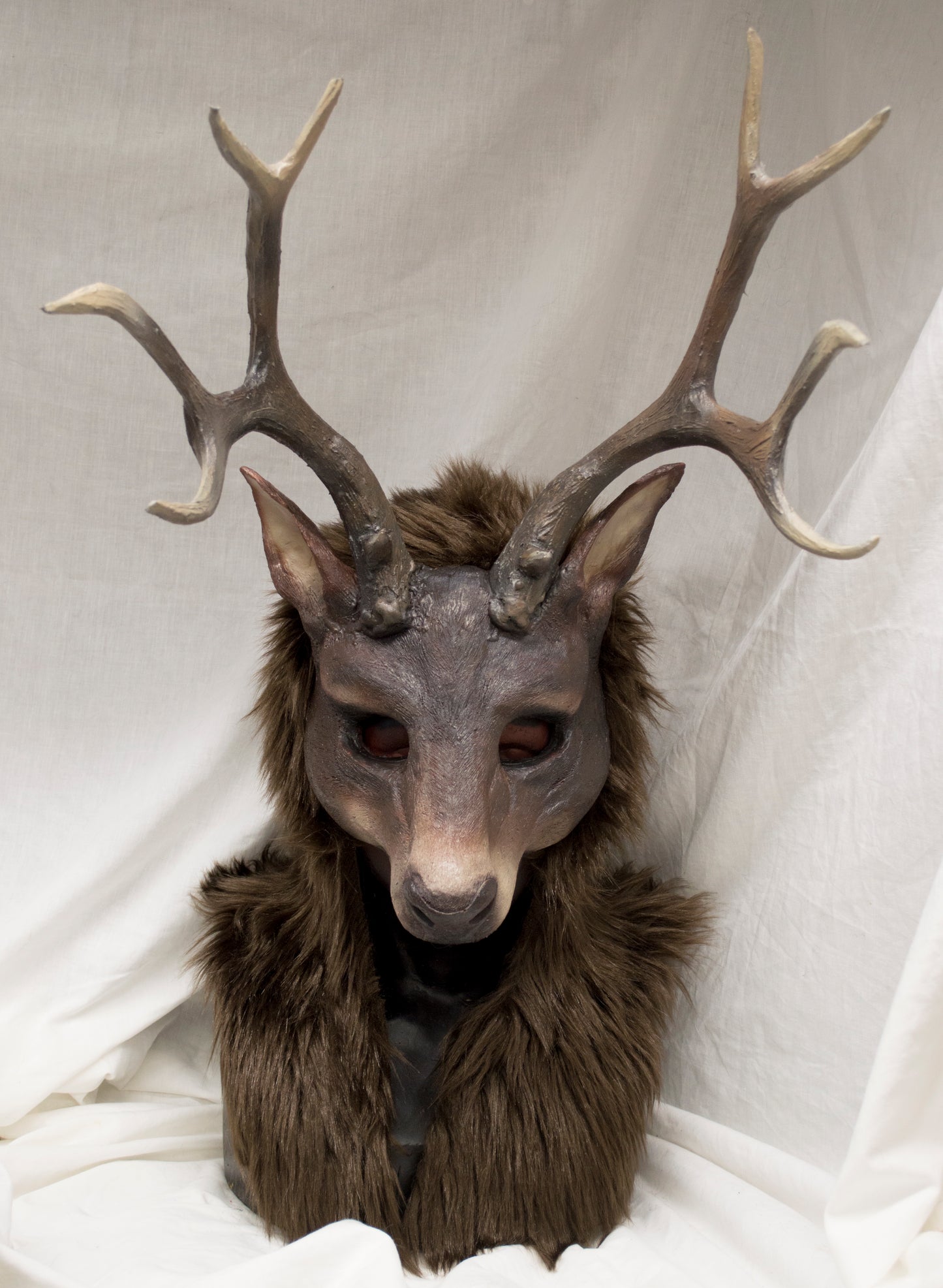 Awaykin Deer with large antlers : Made to order combat friendly LARP half mask