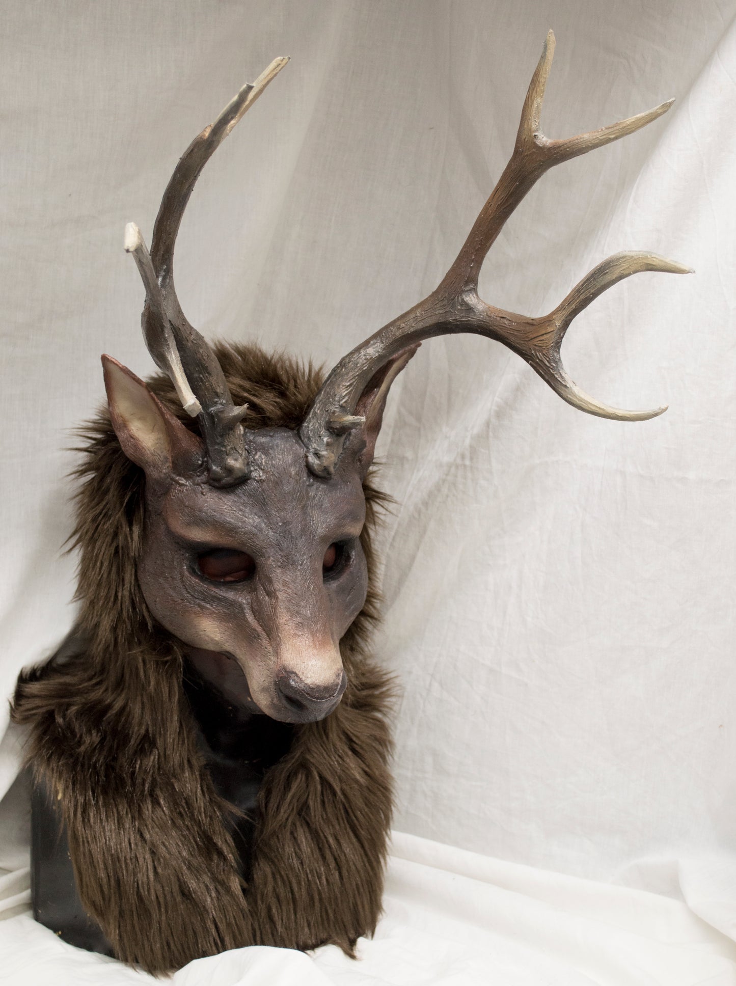 Awaykin Deer with large antlers : Made to order combat friendly LARP half mask