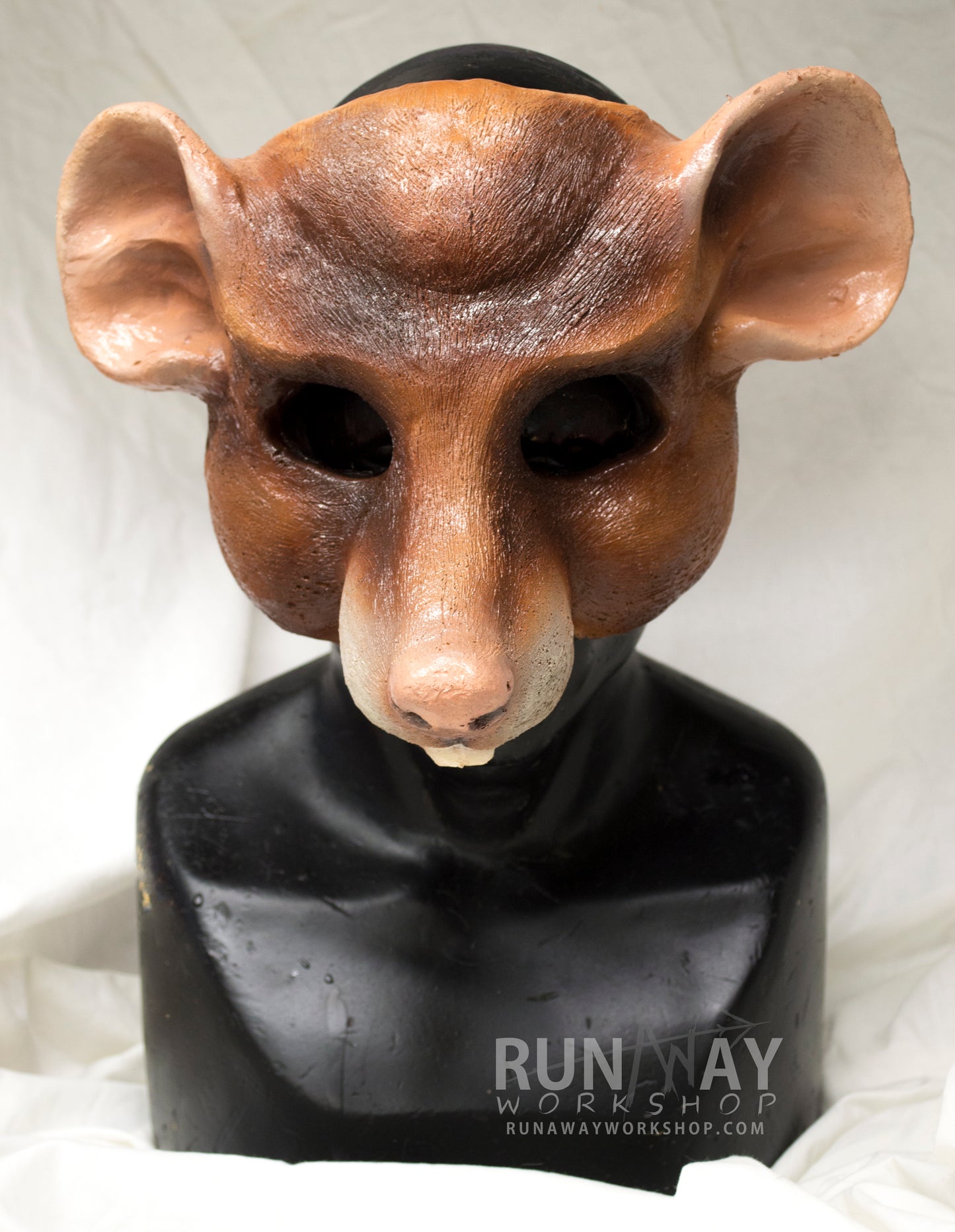 Brown and white scaven, rat folk durable mask for LARP, performance and costuming