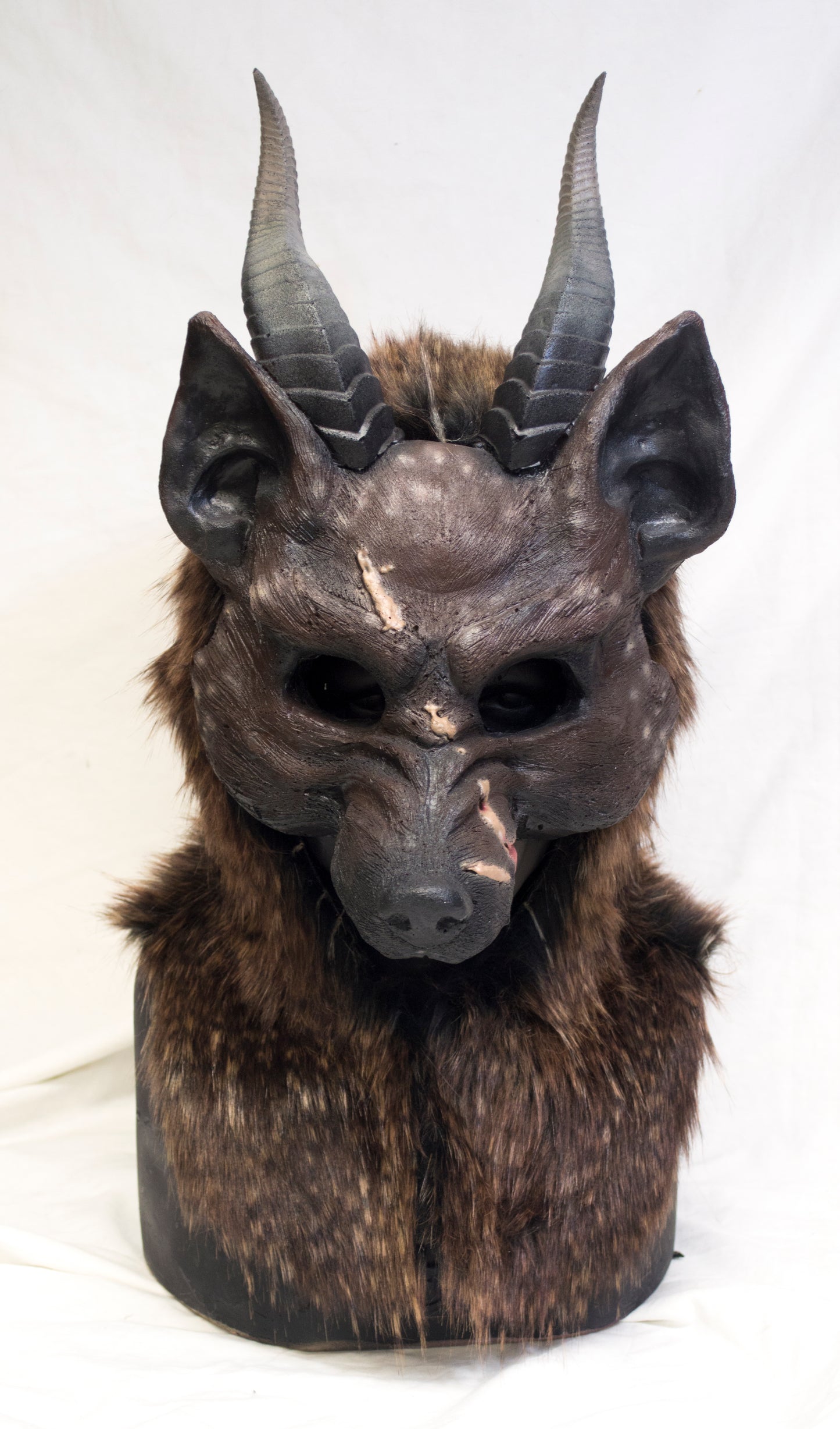 Demon-wolf, battle scarred durable hooded mask for LARP, performance and costuming (Copy)