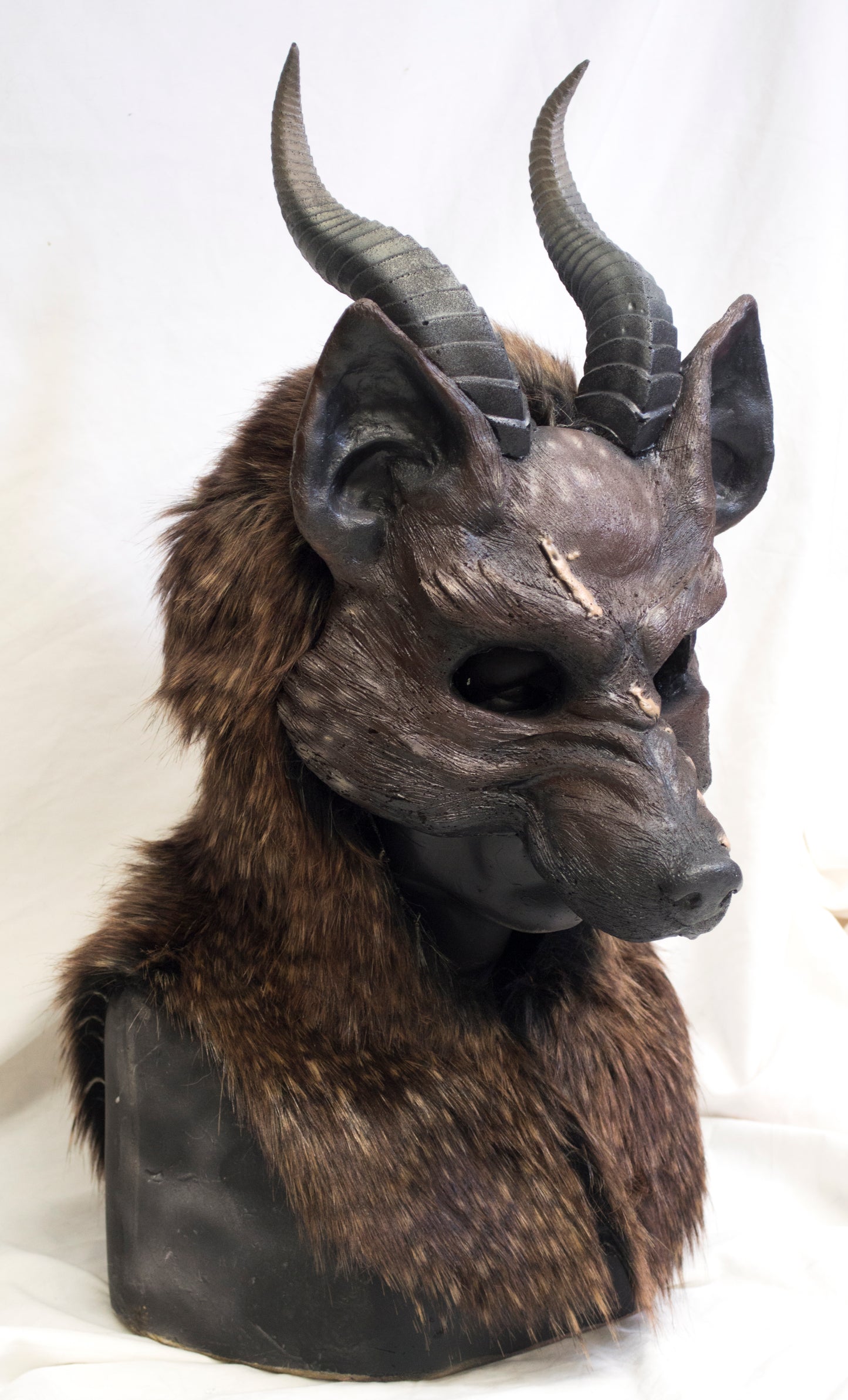 Demon-wolf, battle scarred durable hooded mask for LARP, performance and costuming (Copy)