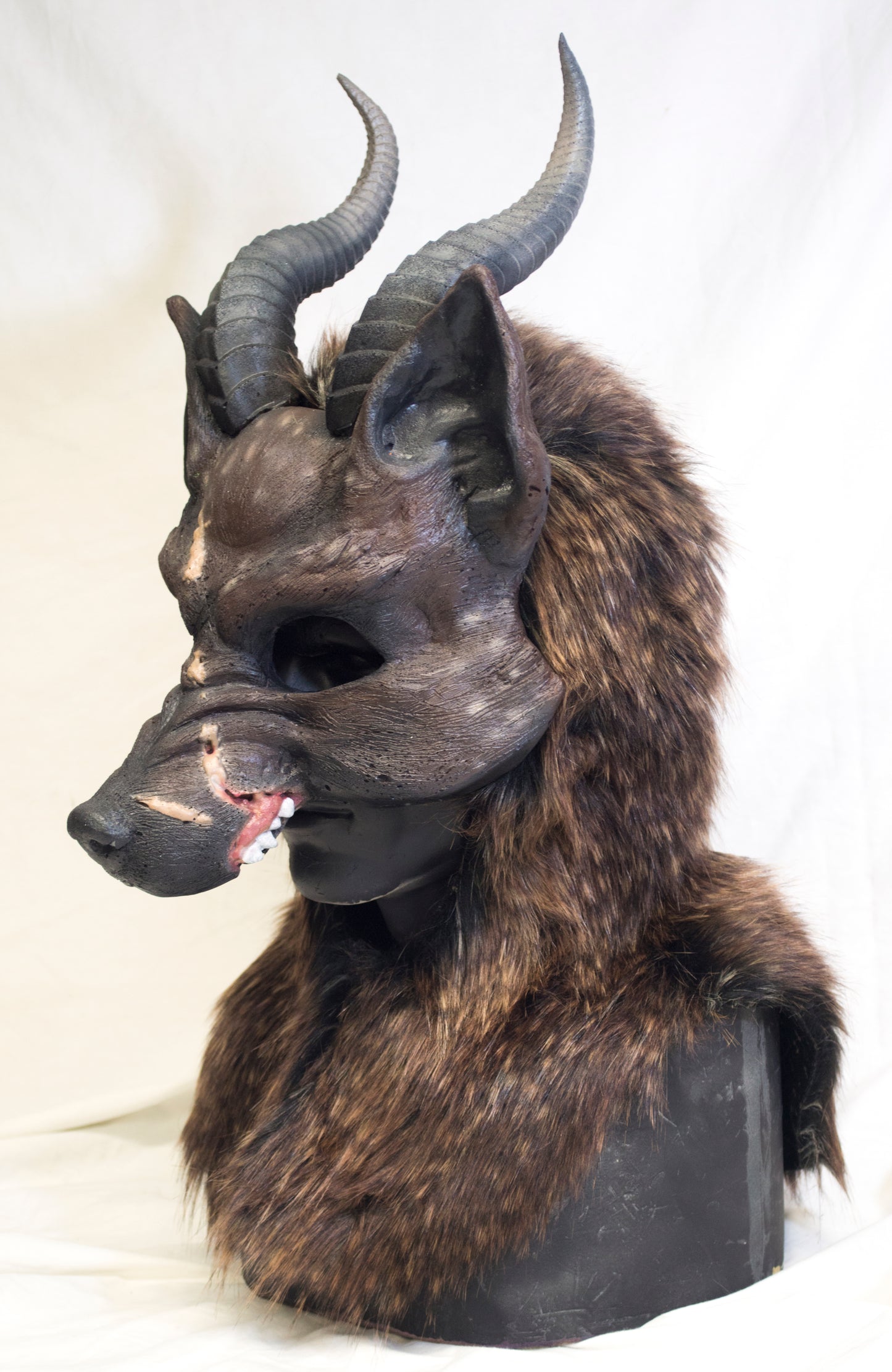 Demon-wolf, battle scarred durable hooded mask for LARP, performance and costuming (Copy)