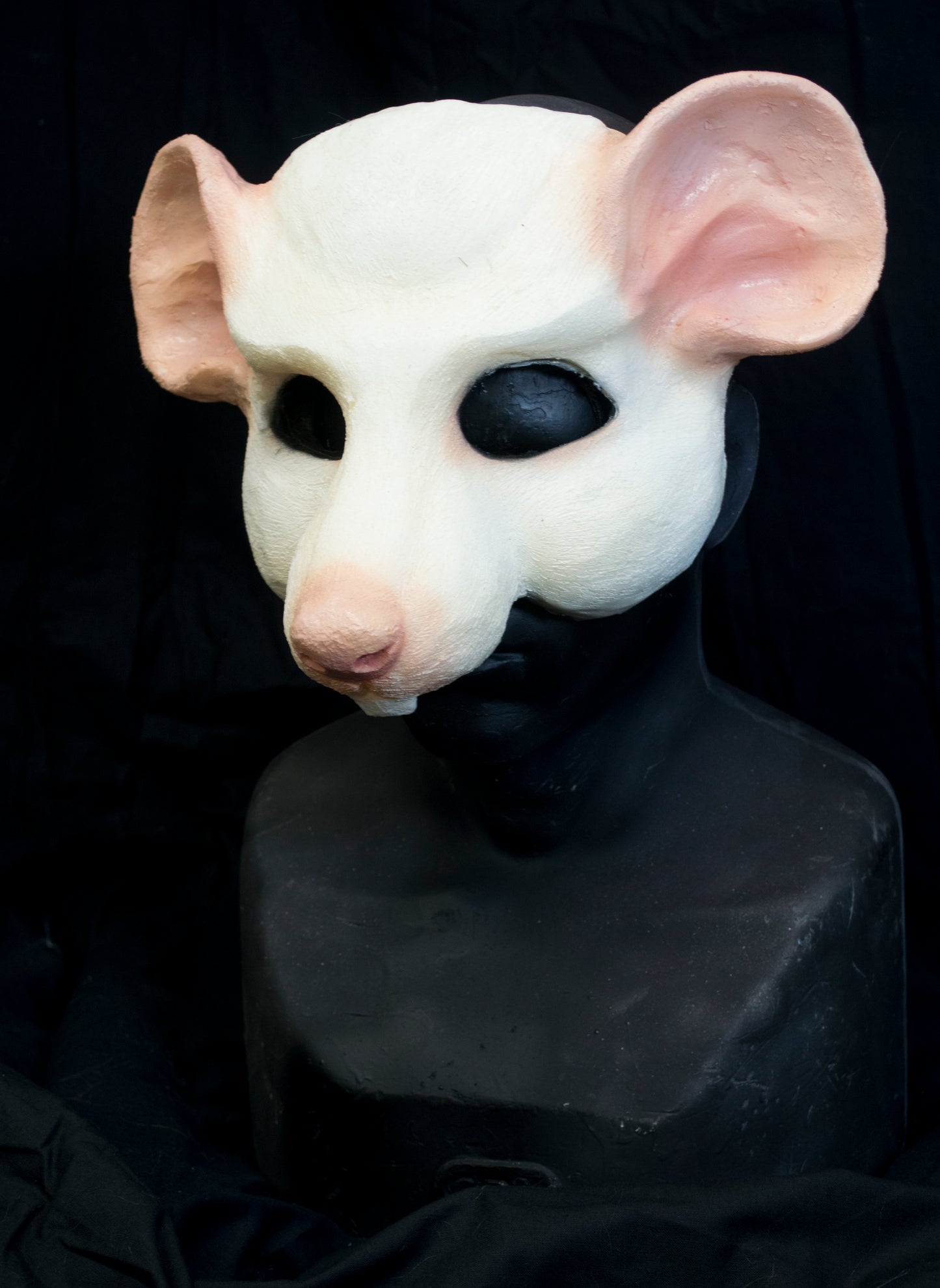 White scaven, rat folk durable mask for LARP, performance and costuming