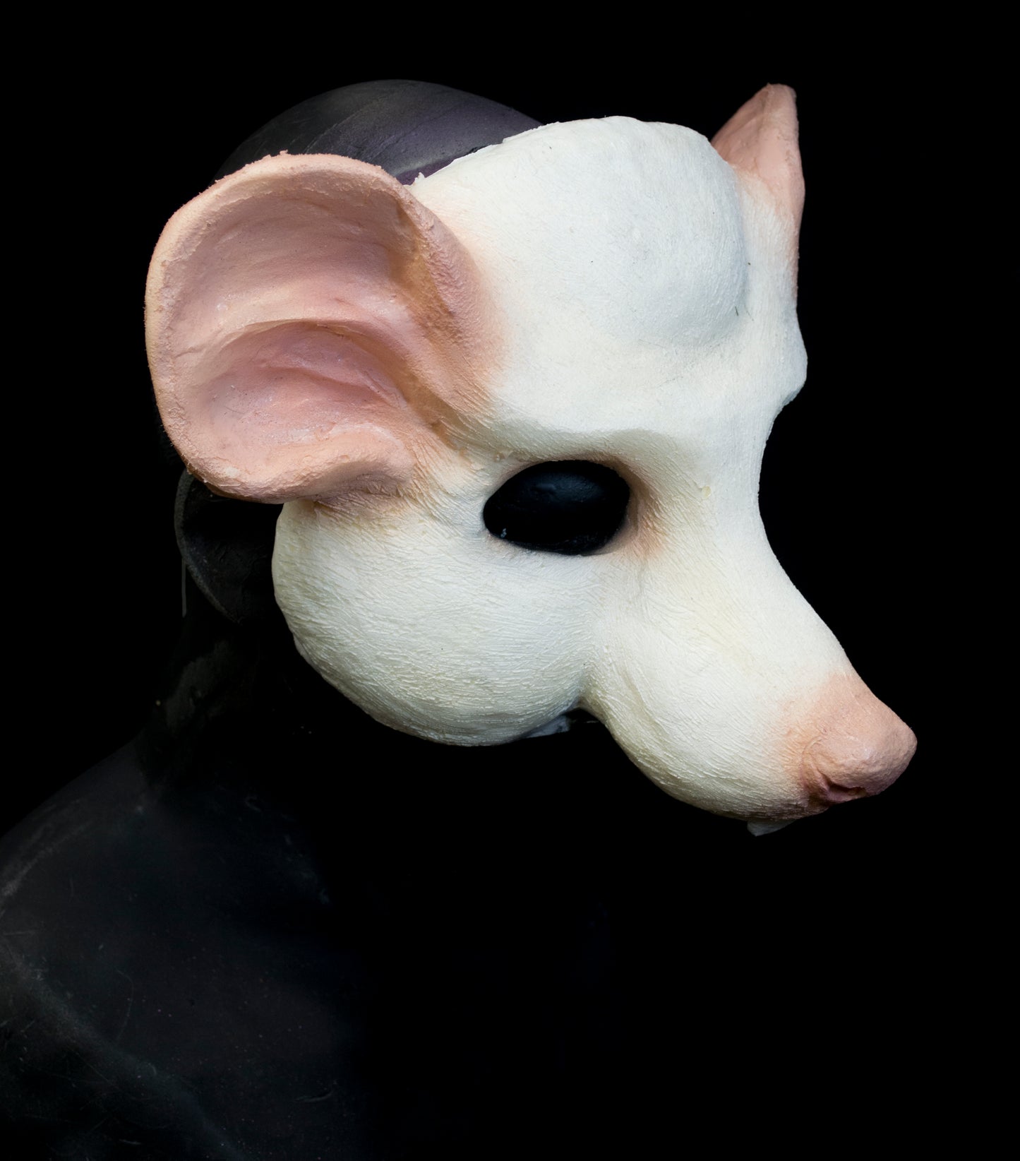 White scaven, rat folk durable mask for LARP, performance and costuming