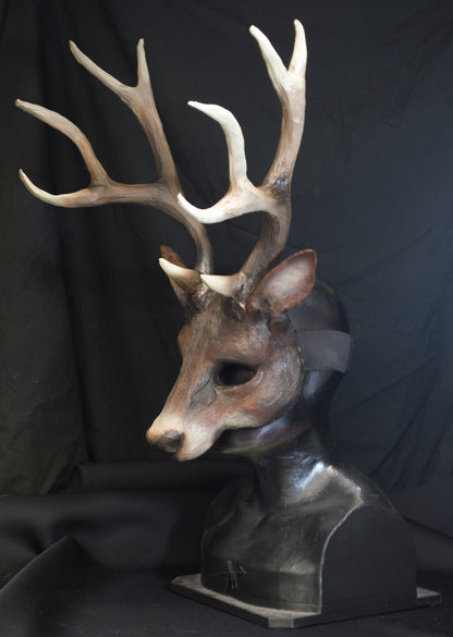 Awaykin Deer with large antlers : Made to order combat friendly LARP half mask