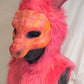 Pink / Melon Dragon, durable hooded mask for LARP, performance and costuming