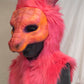 Pink / Melon Dragon, durable hooded mask for LARP, performance and costuming