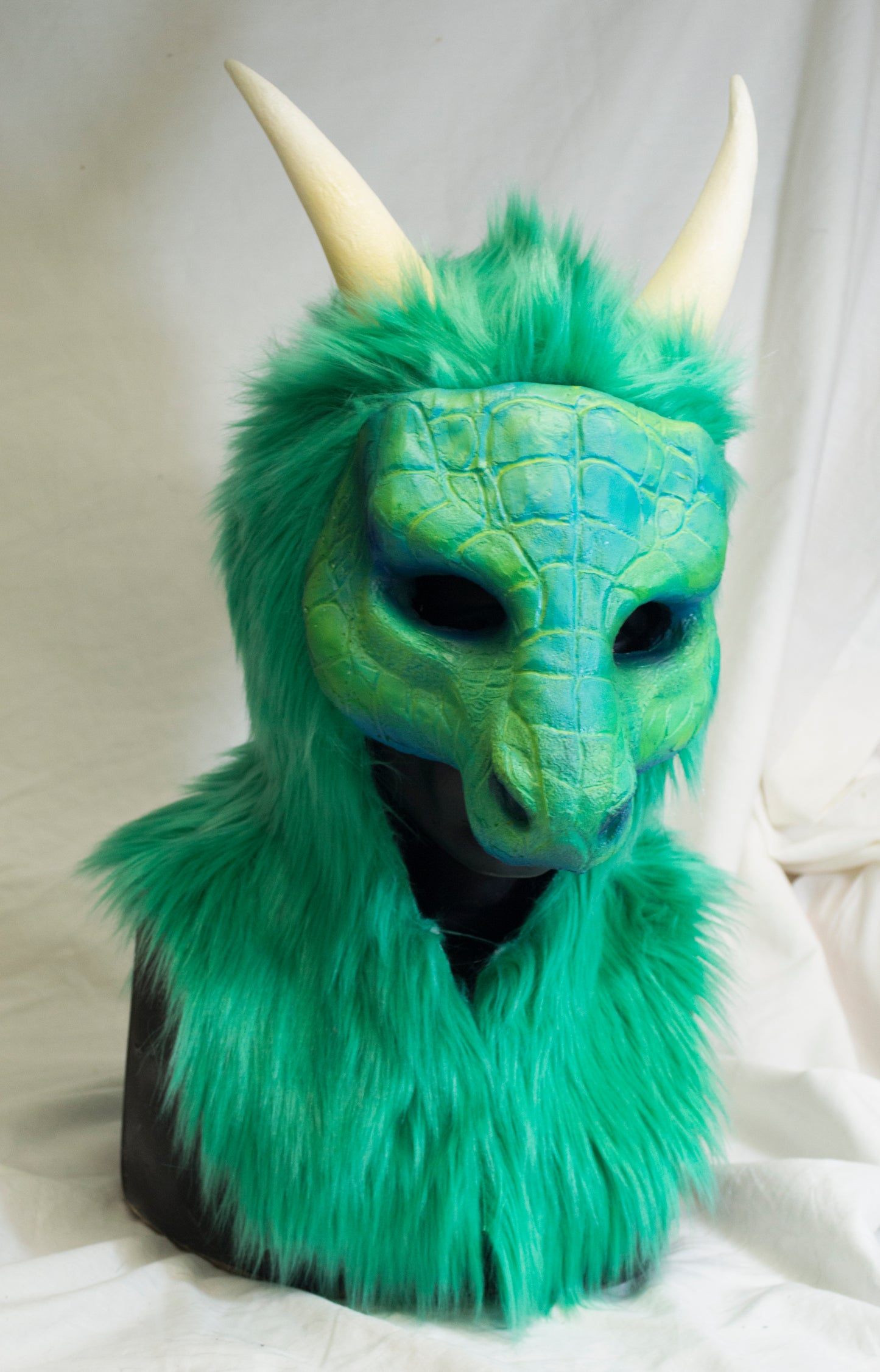 Green Dragon, durable hooded mask for LARP, performance and costuming