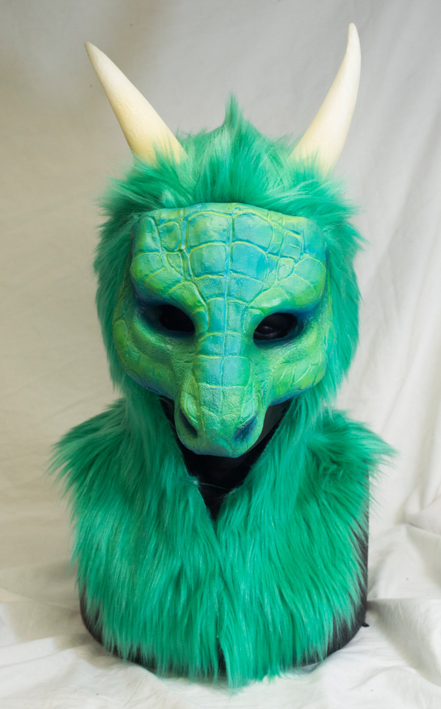 Green Dragon, durable hooded mask for LARP, performance and costuming