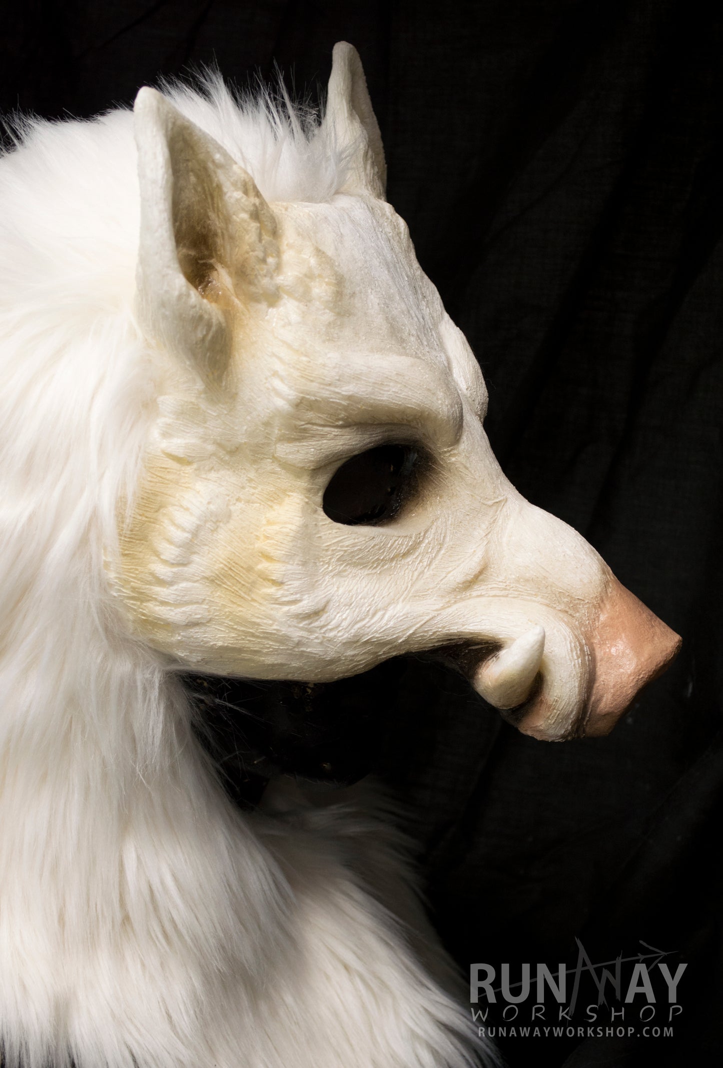White boar, durable hooded mask for LARP, performance and costuming