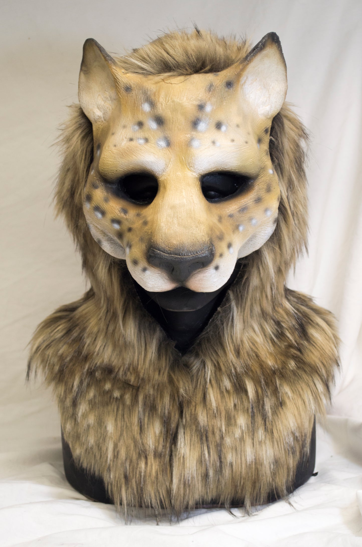 Blonde Spotted khajiit, feline durable hooded mask for LARP, performance and costuming