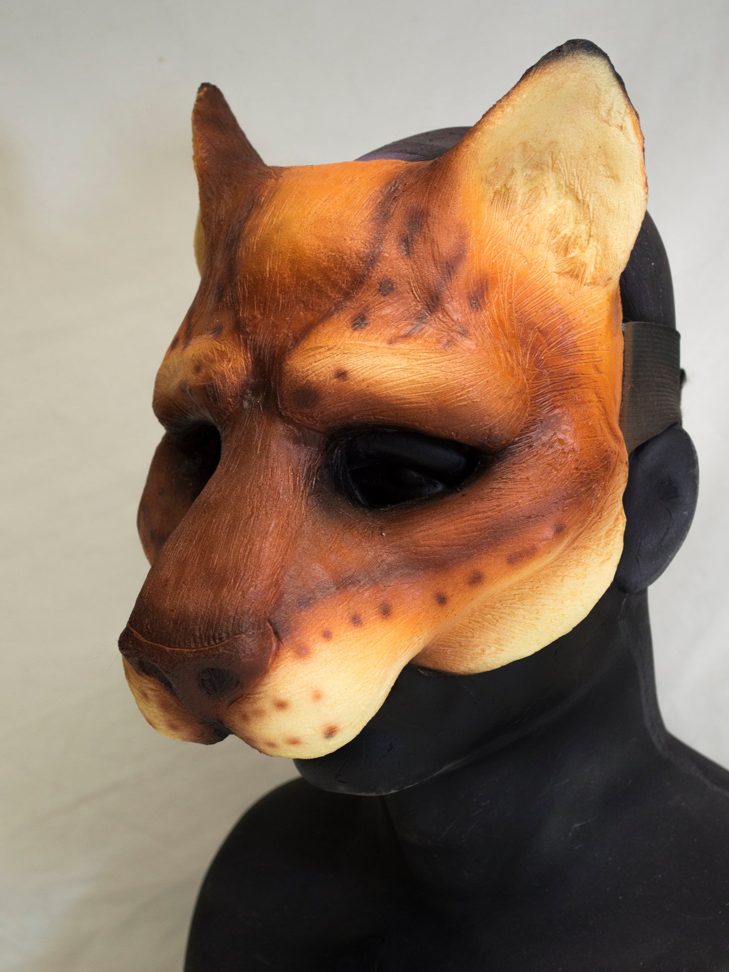 Red khajiit feline durable mask for LARP, performance and costuming