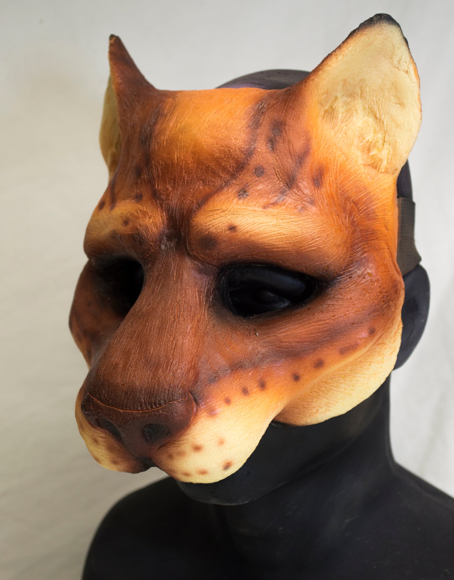 Red khajiit feline durable mask for LARP, performance and costuming