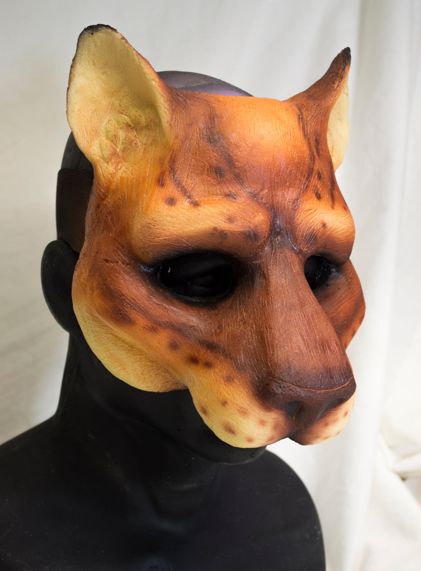 Red khajiit feline durable mask for LARP, performance and costuming