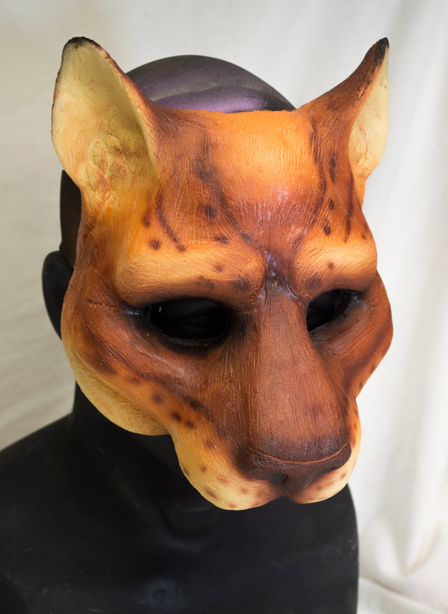 Red khajiit feline durable mask for LARP, performance and costuming