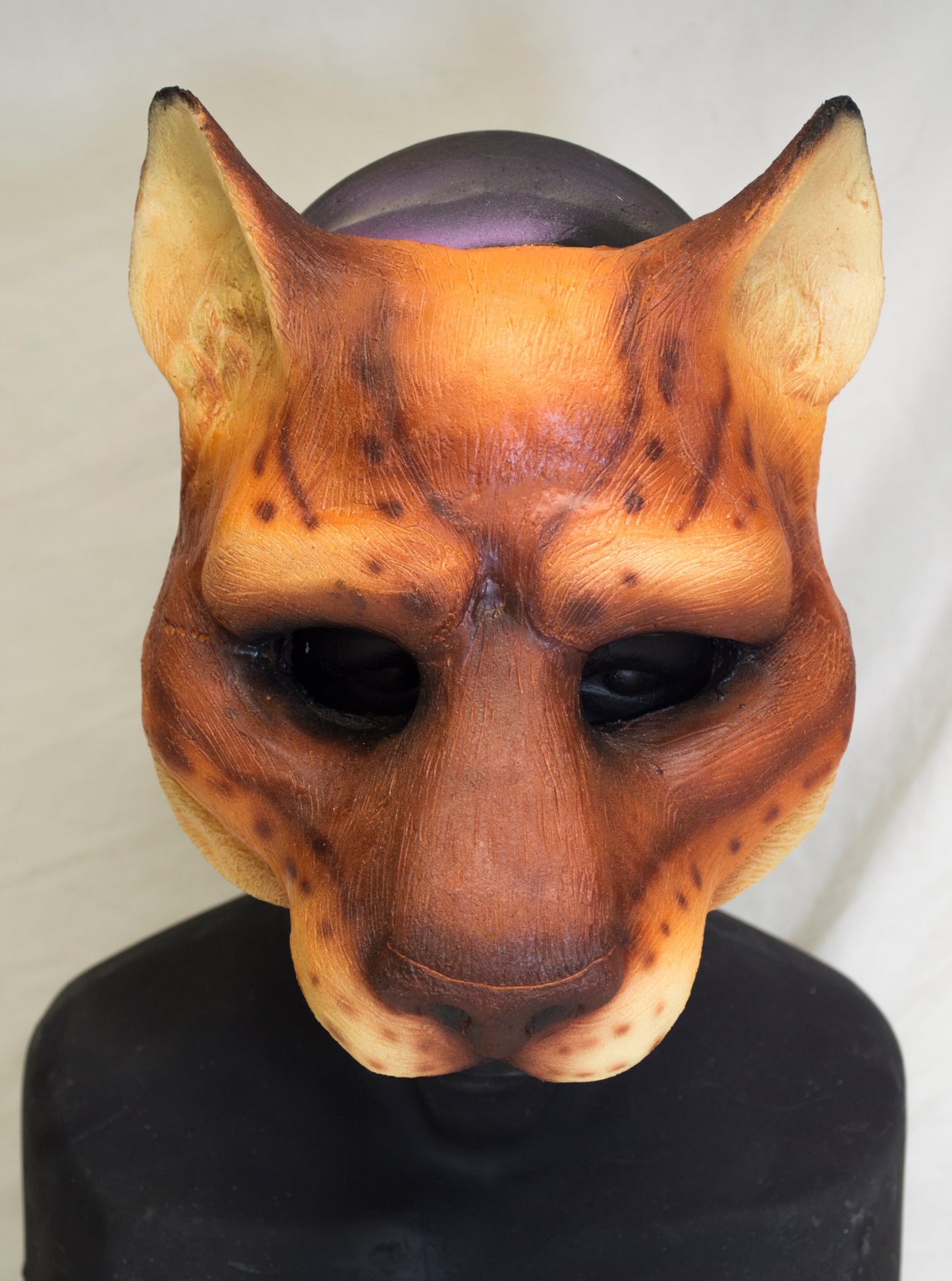 Red khajiit feline durable mask for LARP, performance and costuming