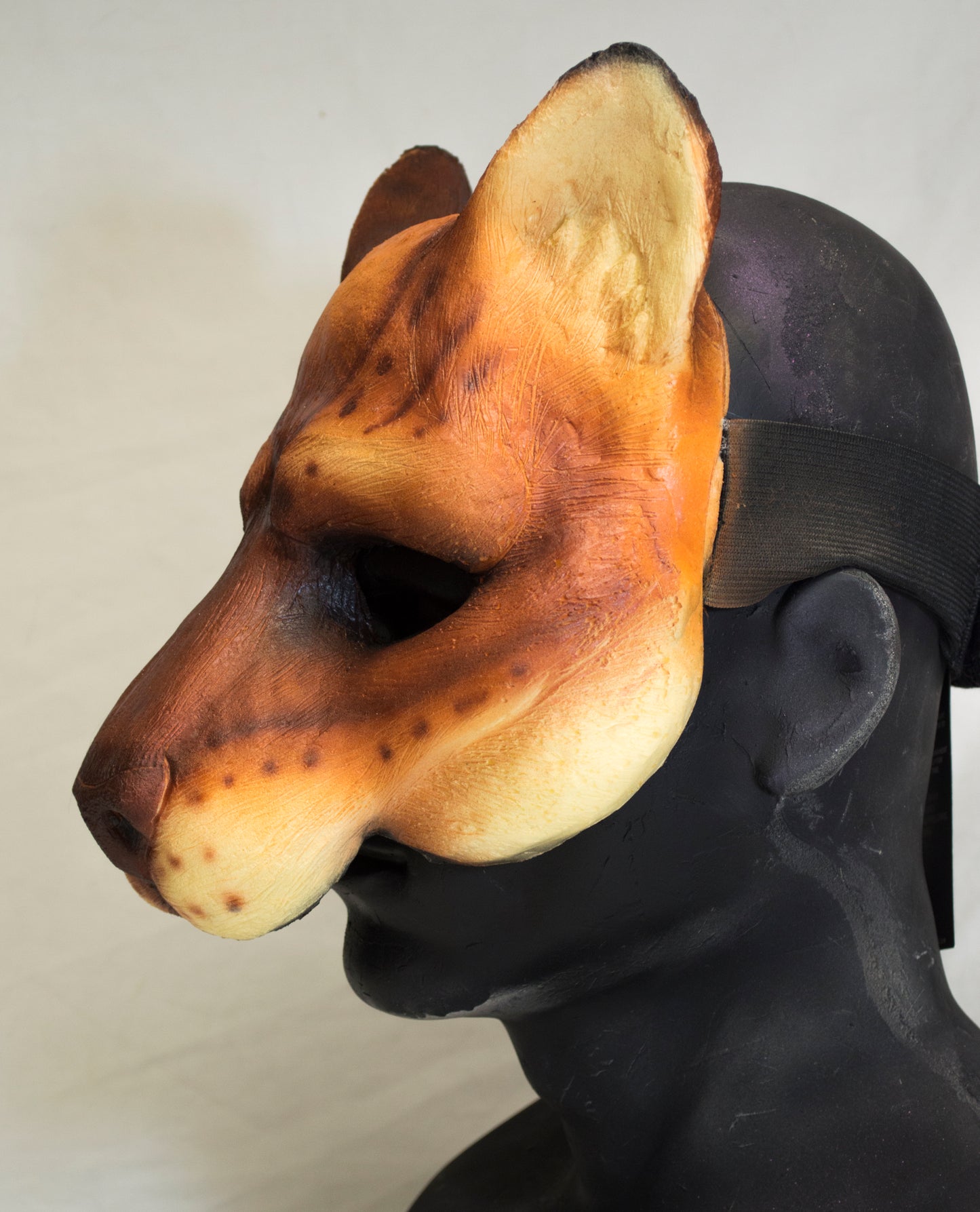 Red khajiit feline durable mask for LARP, performance and costuming