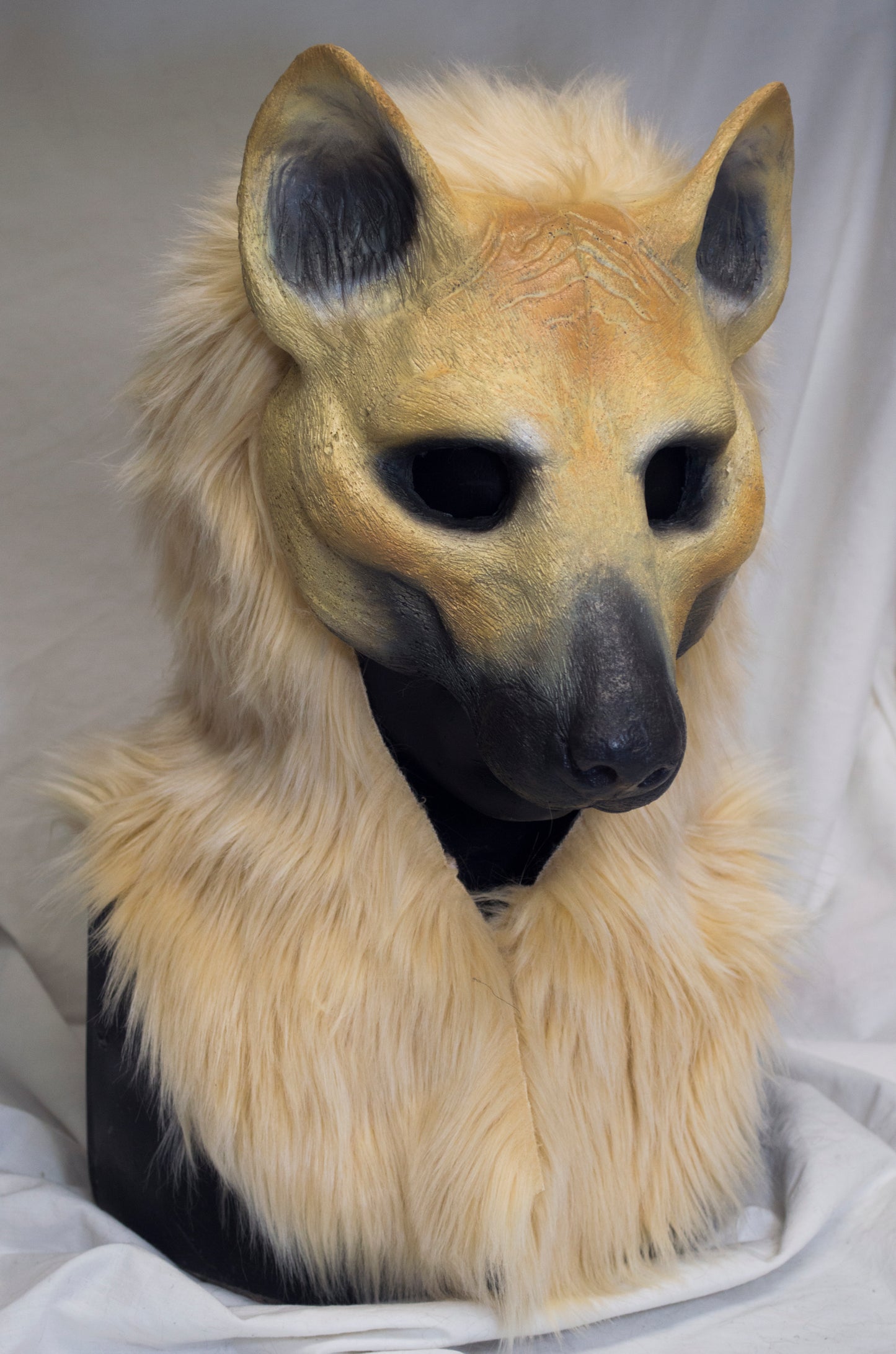 Blonde wild dog, hyena durable hooded mask for LARP, performance and costuming