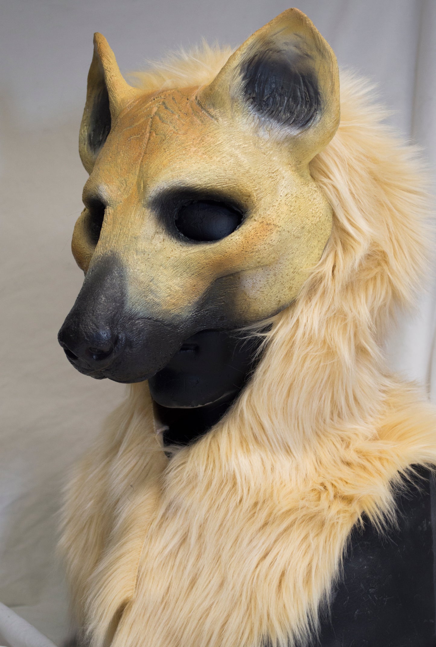 Blonde wild dog, hyena durable hooded mask for LARP, performance and costuming