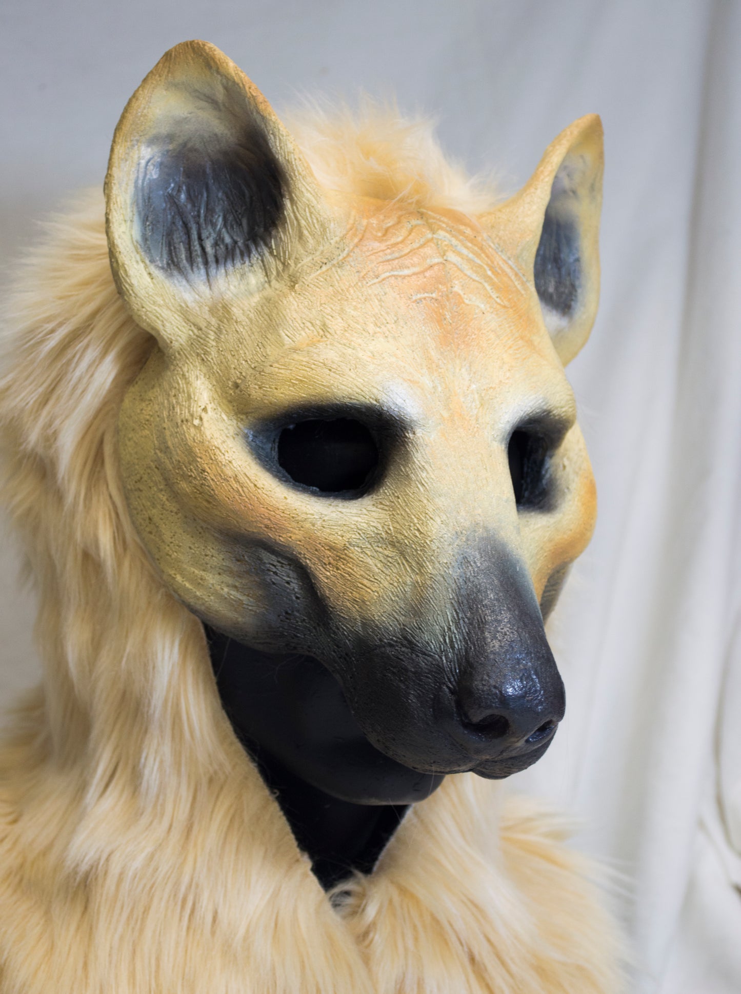 Blonde wild dog, hyena durable hooded mask for LARP, performance and costuming