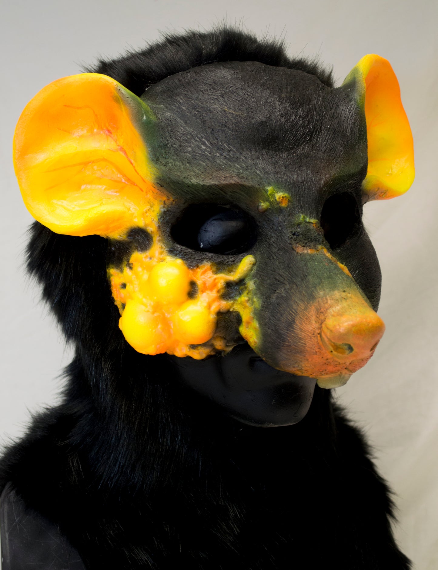 Yellow plague rat scaven, rat folk durable hooded mask for LARP, performance and costuming