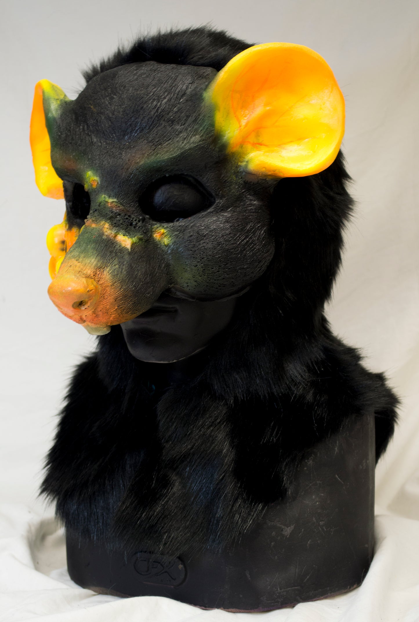 Yellow plague rat scaven, rat folk durable hooded mask for LARP, performance and costuming