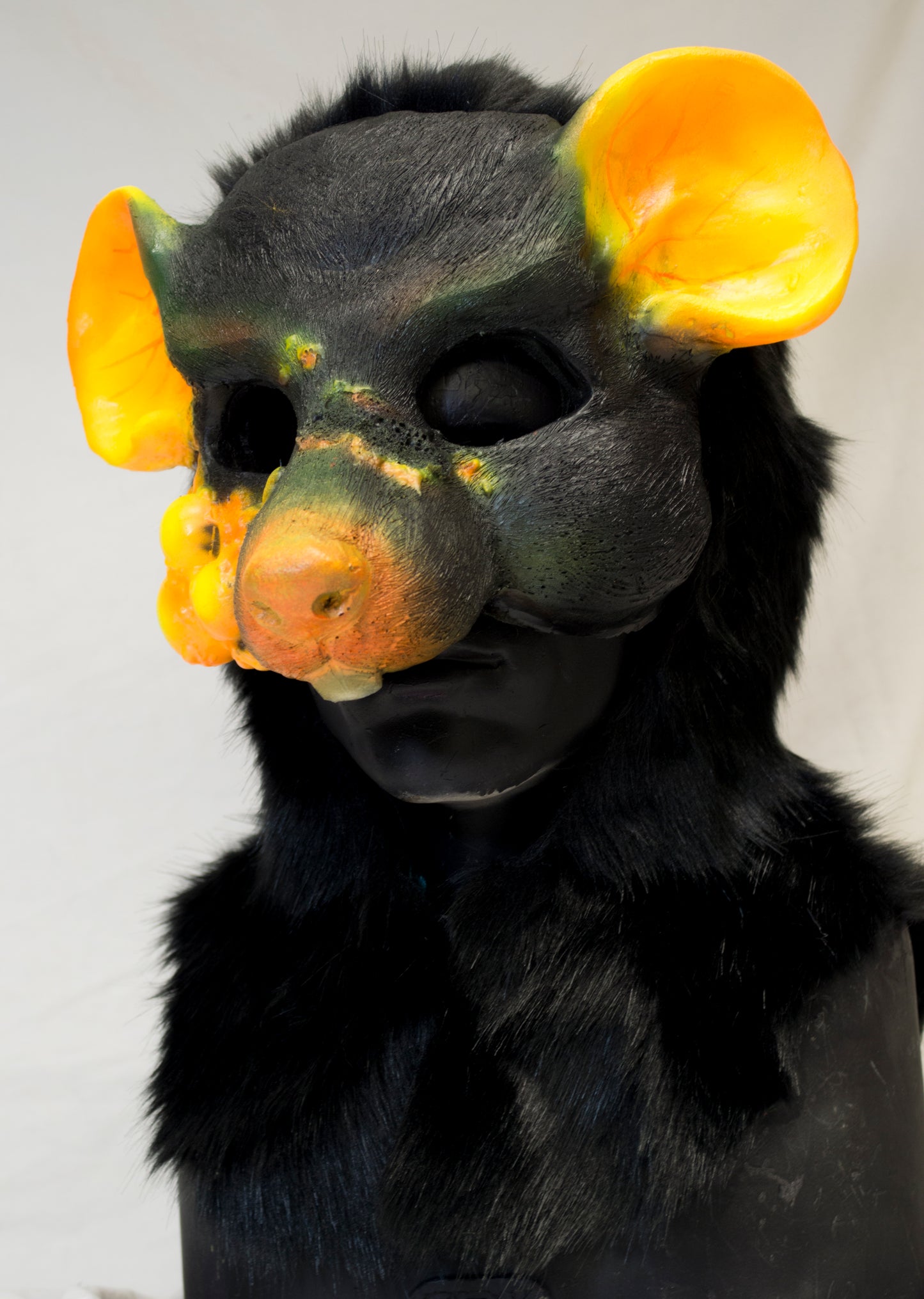 Yellow plague rat scaven, rat folk durable hooded mask for LARP, performance and costuming