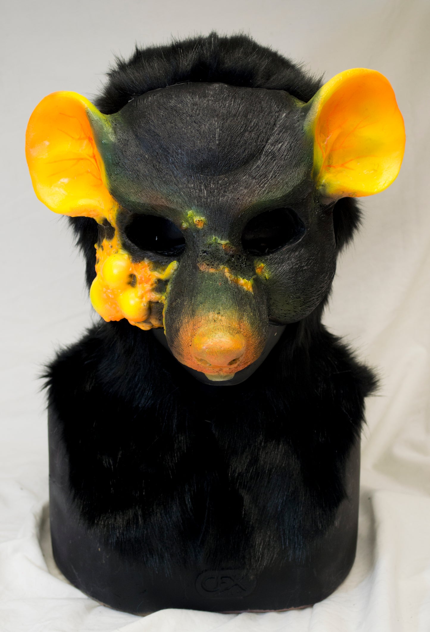 Yellow plague rat scaven, rat folk durable hooded mask for LARP, performance and costuming