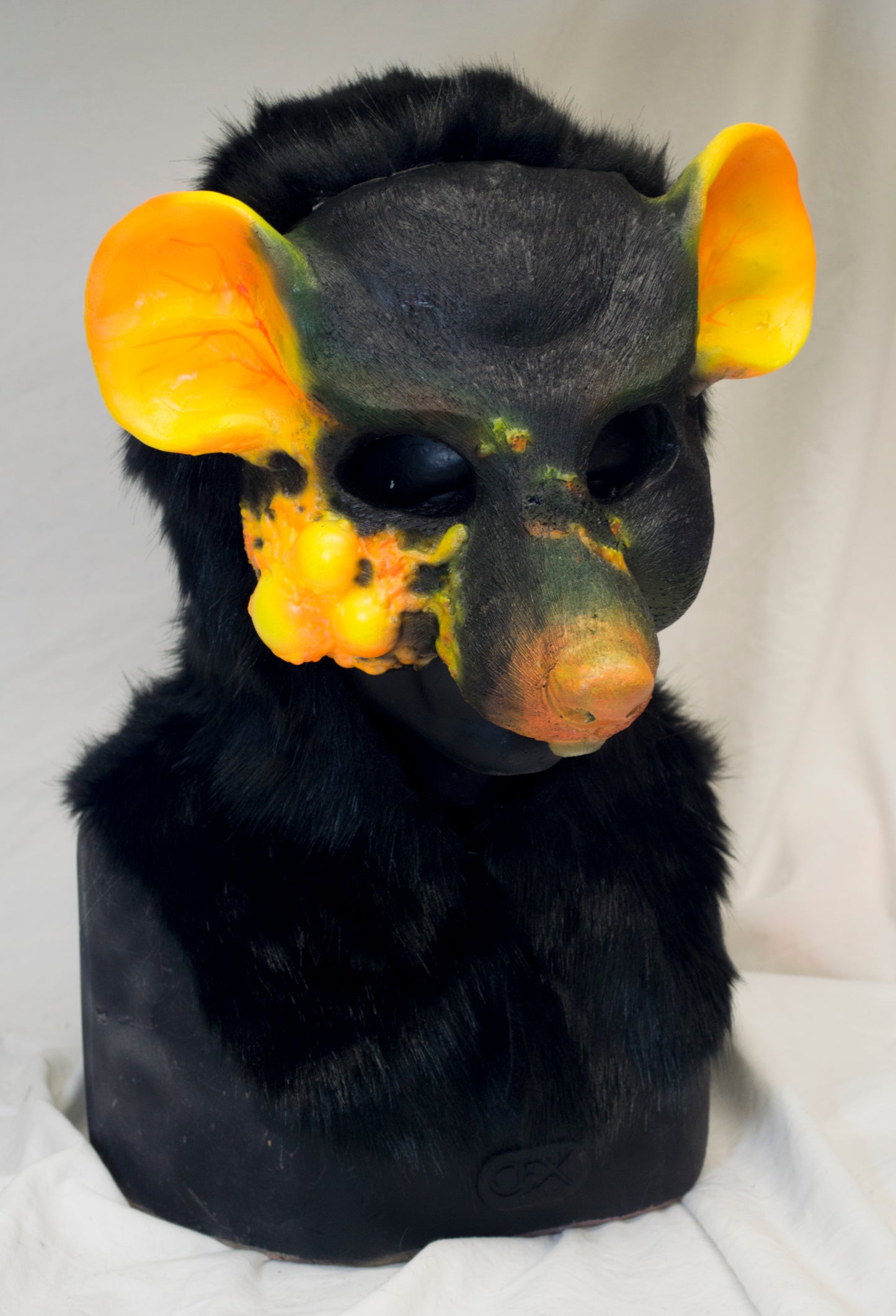 Yellow plague rat scaven, rat folk durable hooded mask for LARP, performance and costuming