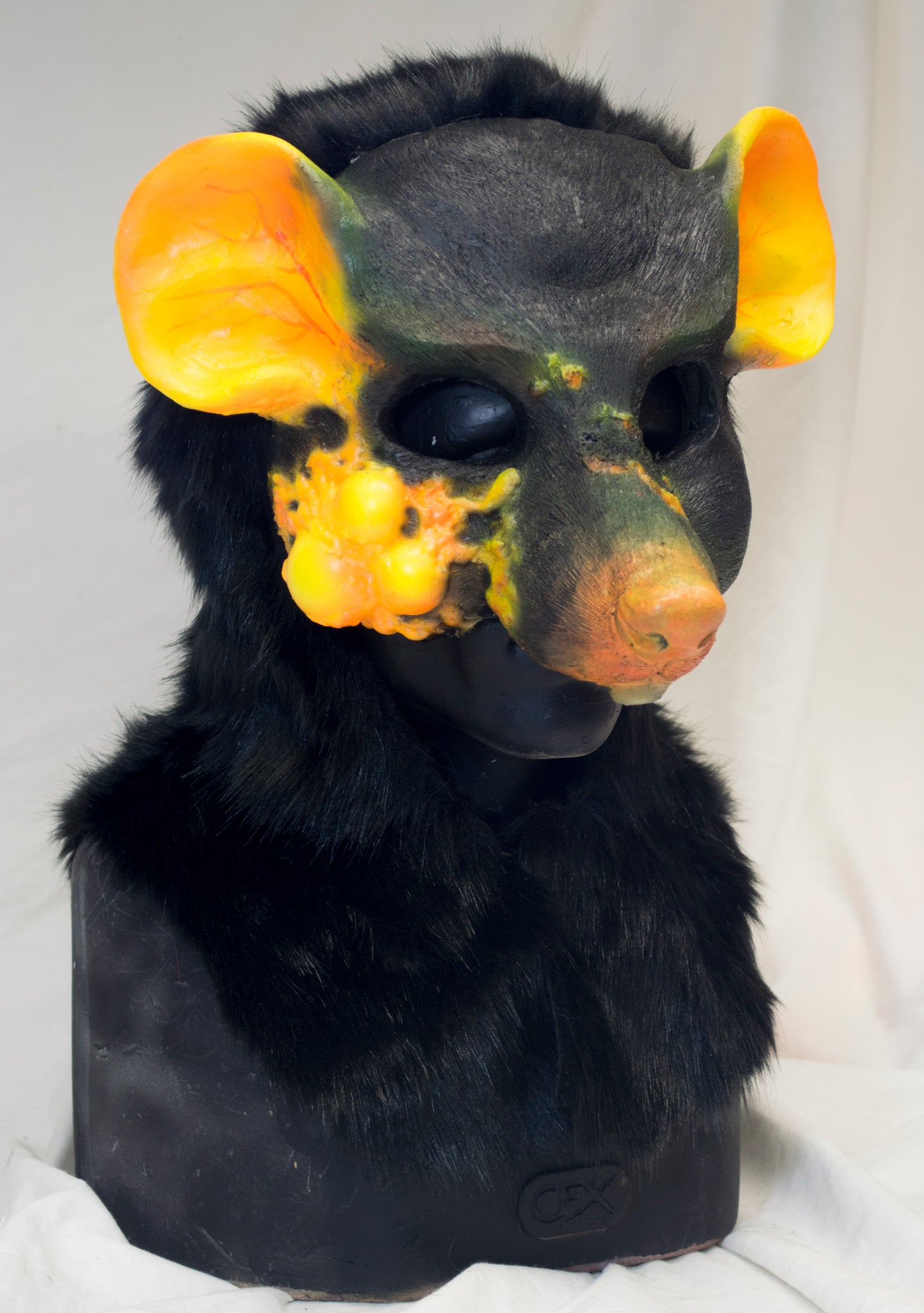 Yellow plague rat scaven, rat folk durable hooded mask for LARP, performance and costuming