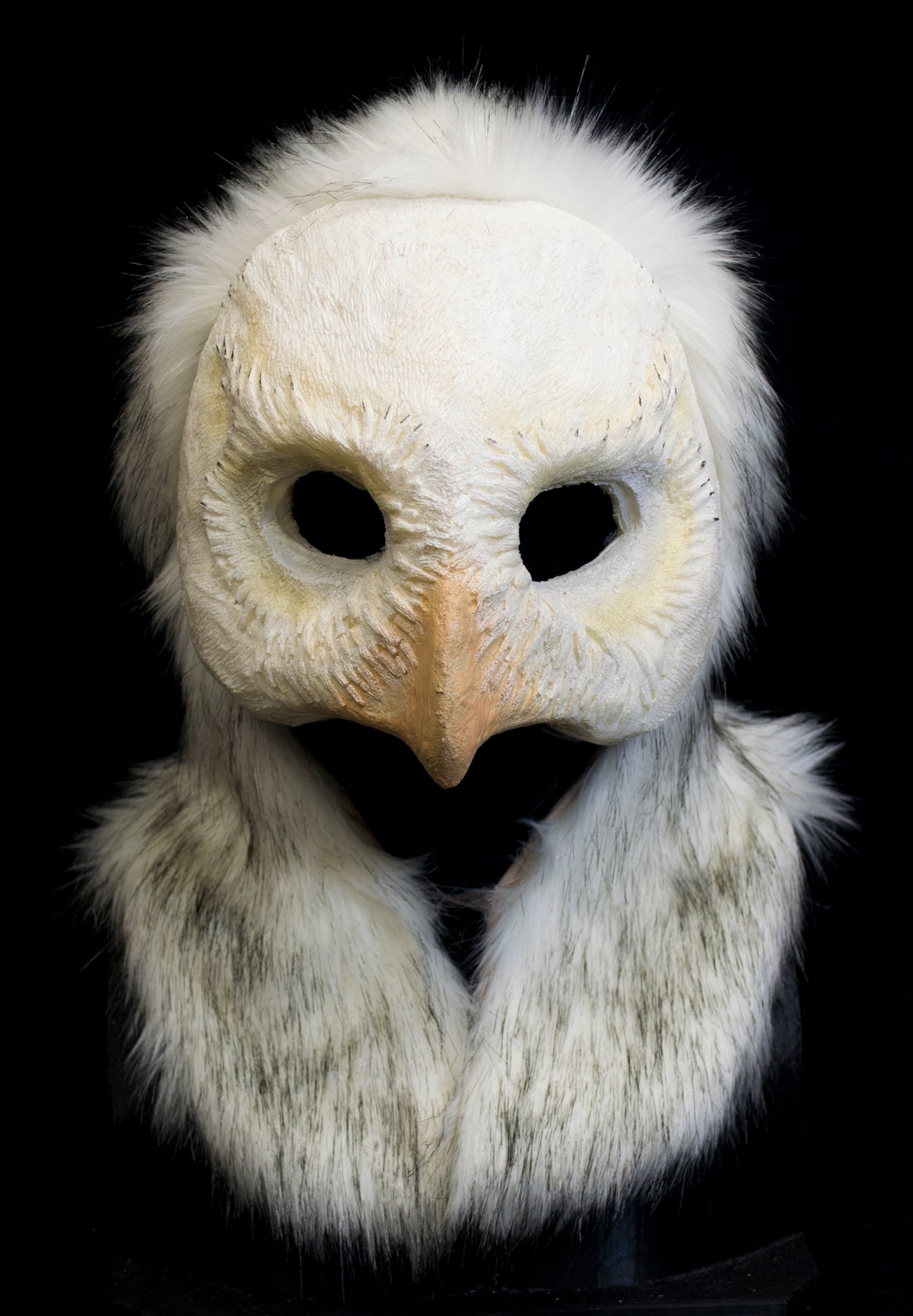 Snowy owl durable hooded mask for LARP, performance and costuming
