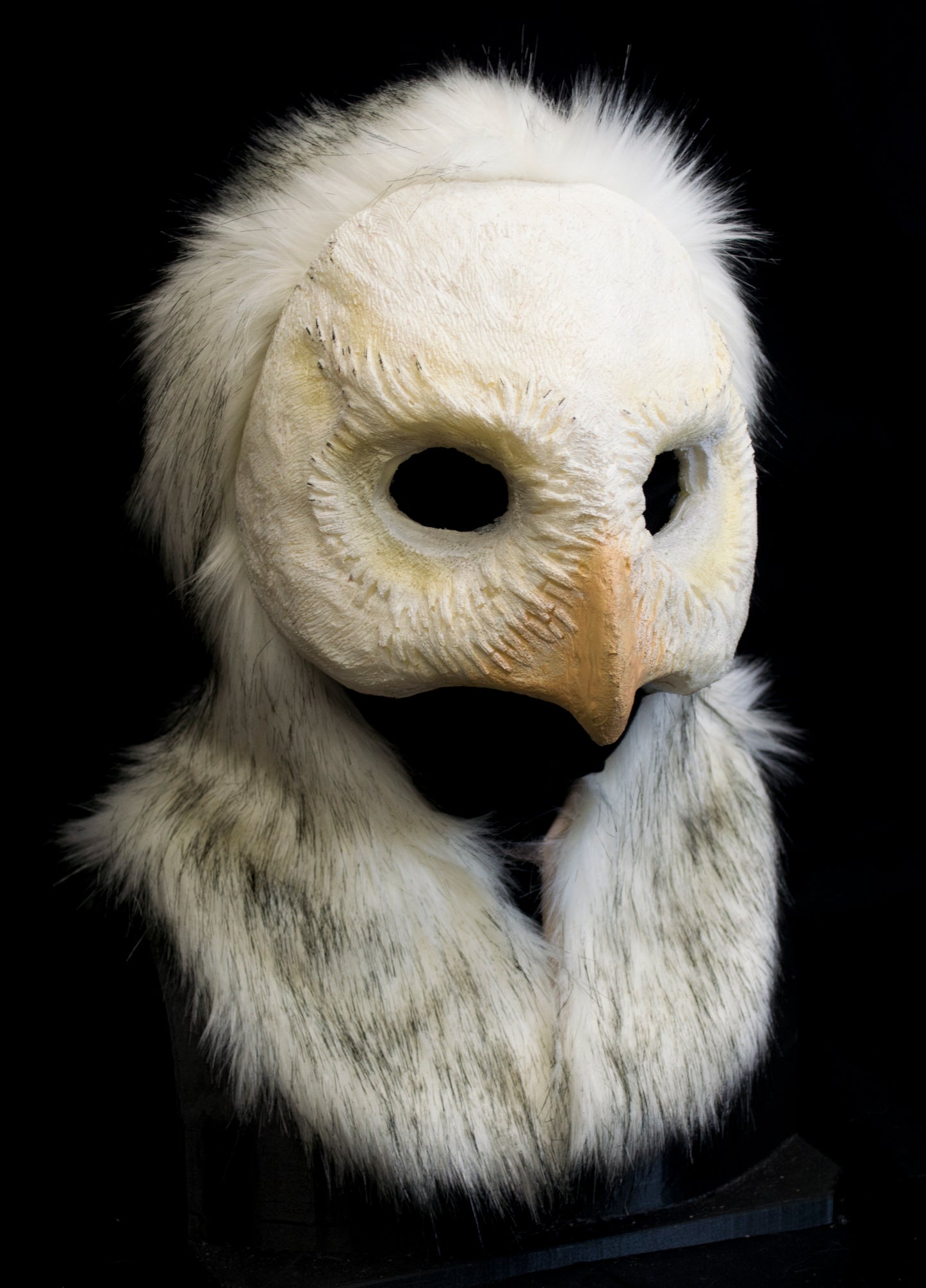 Snowy owl durable hooded mask for LARP, performance and costuming