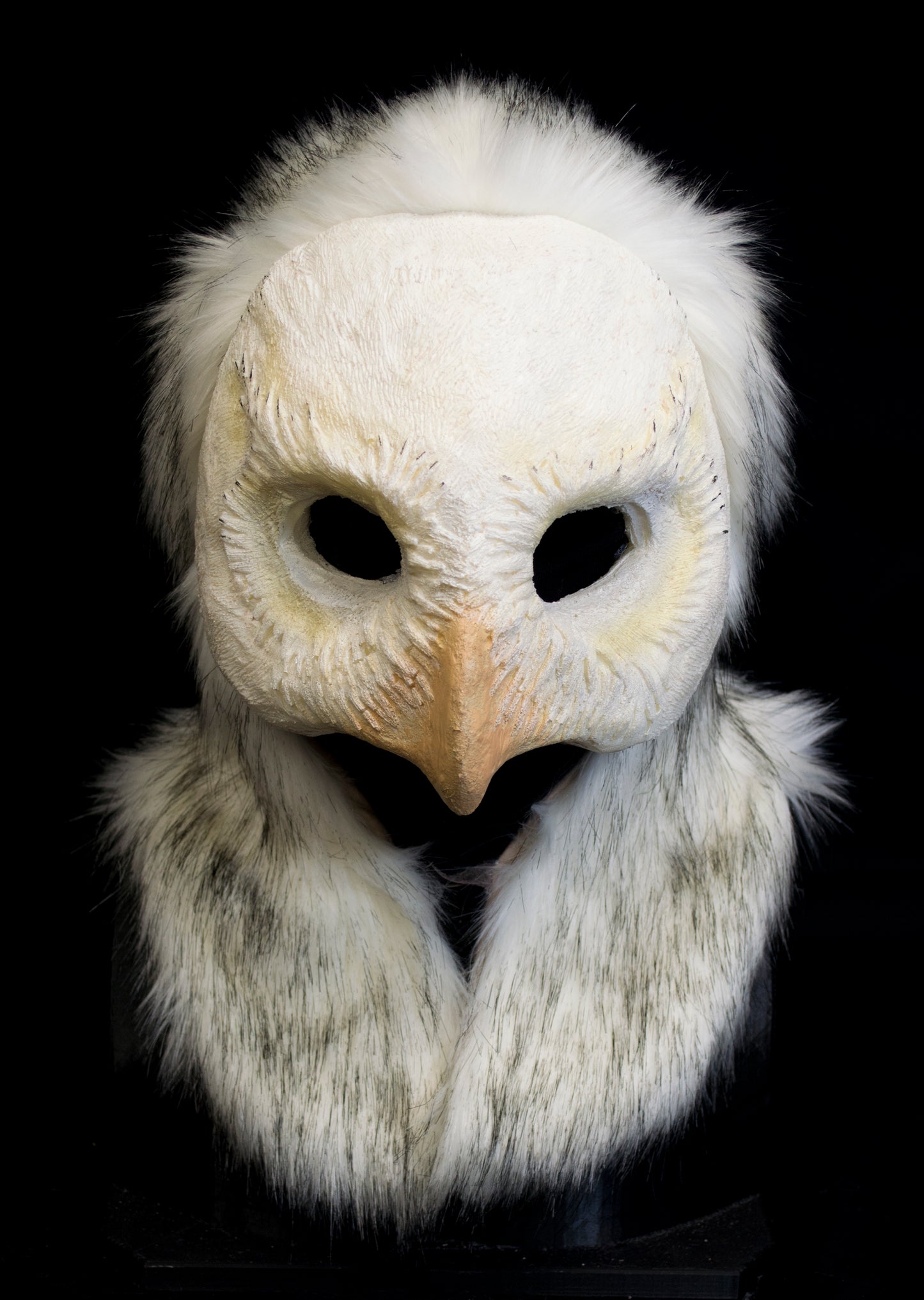 Snowy owl durable hooded mask for LARP, performance and costuming