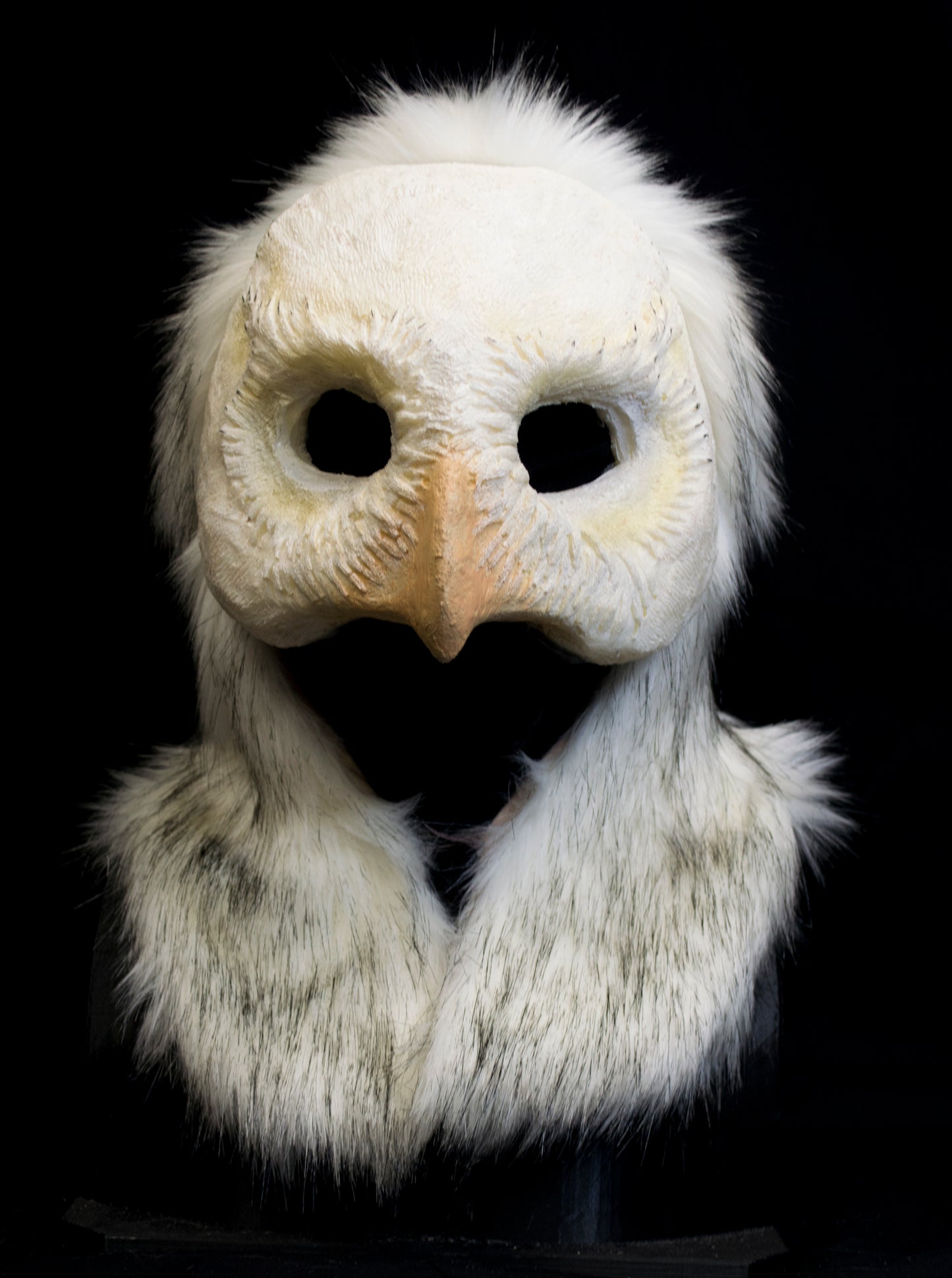 Snowy owl durable hooded mask for LARP, performance and costuming