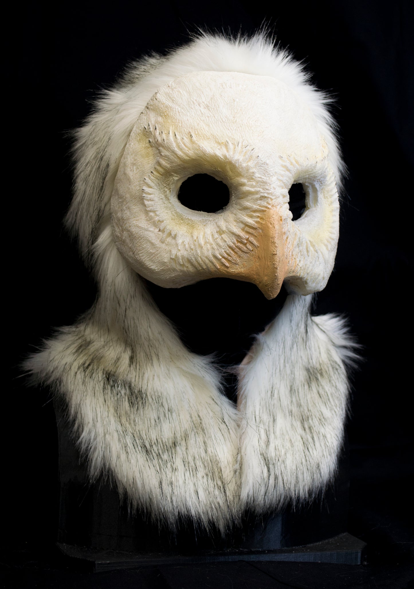 Snowy owl durable hooded mask for LARP, performance and costuming