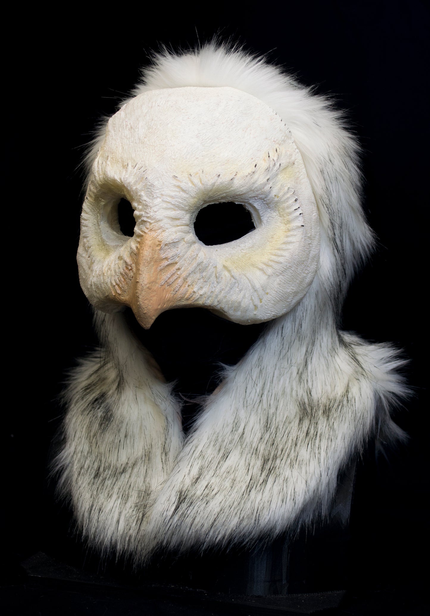 Snowy owl durable hooded mask for LARP, performance and costuming
