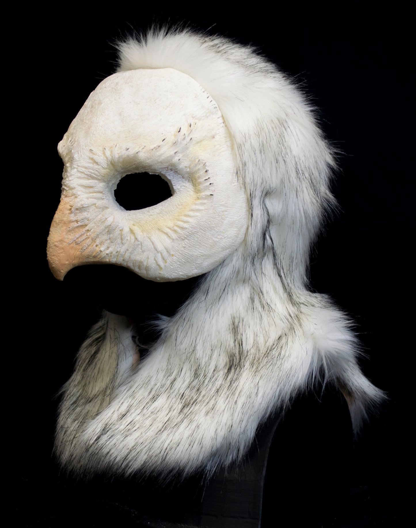 Snowy owl durable hooded mask for LARP, performance and costuming
