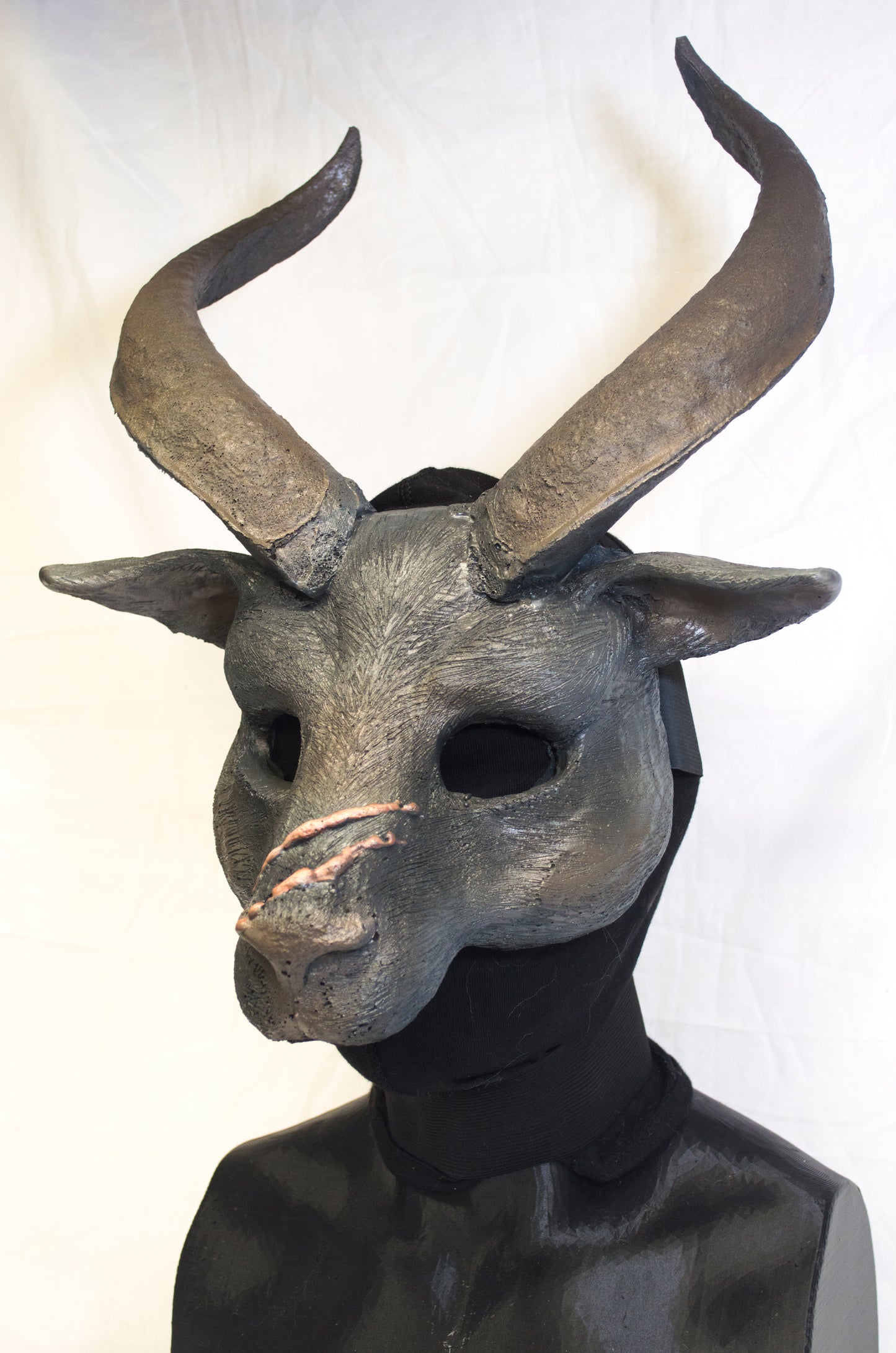Awaykin Long horned Goat: Made to order combat friendly LARP half mask