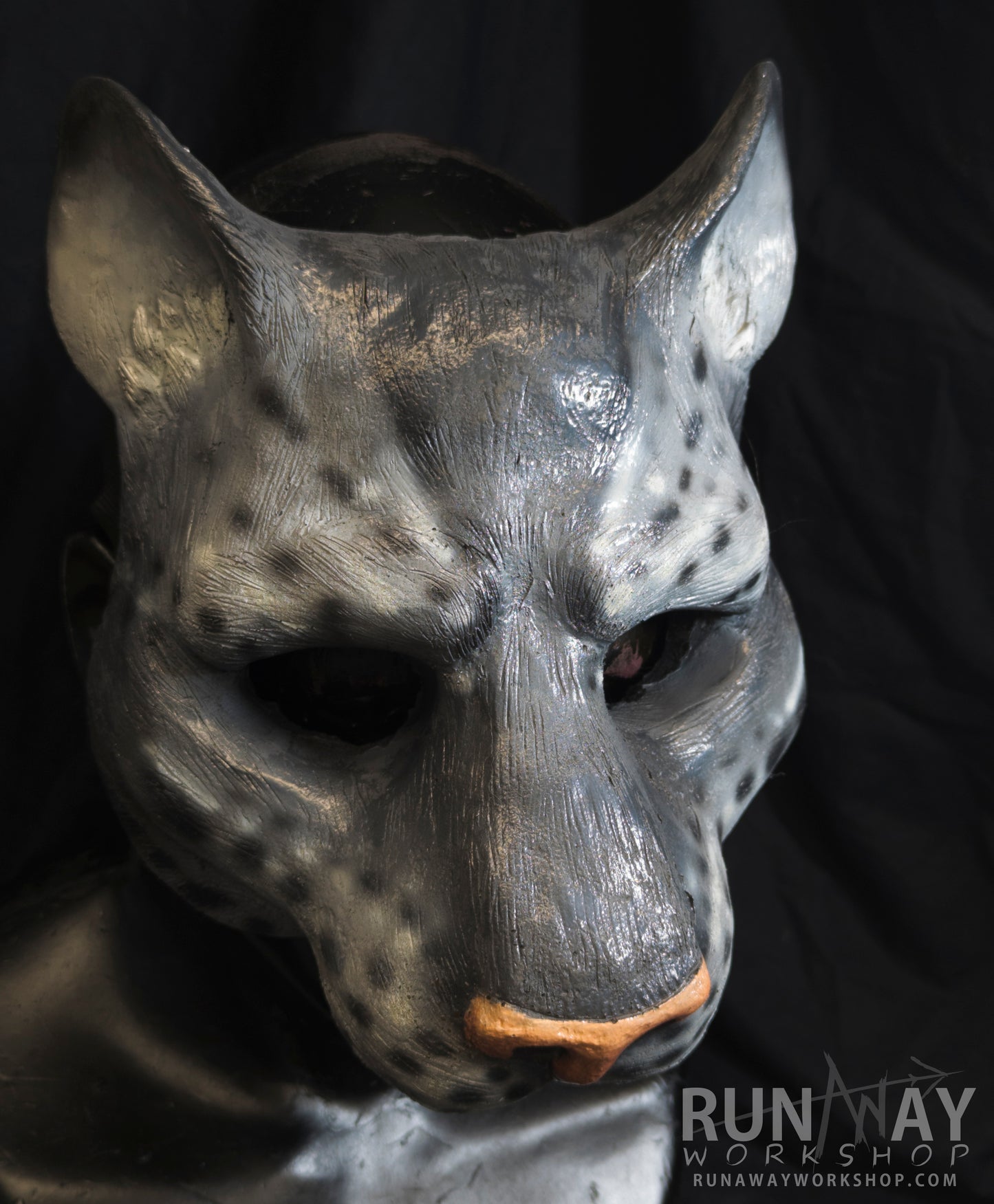 Grey khajiit, feline durable mask for LARP, performance and costuming