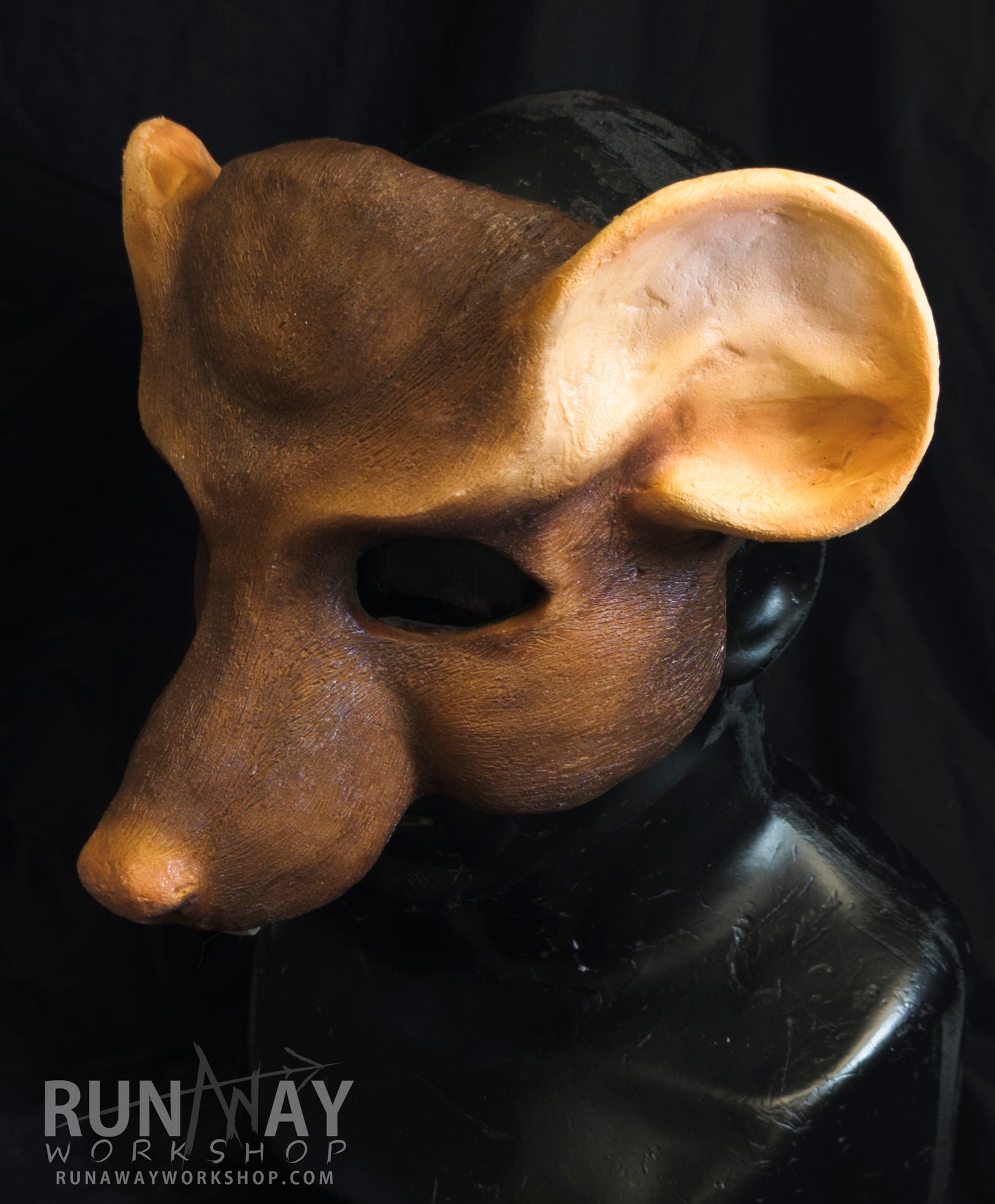 Brown scaven, rat folk durable mask for LARP, performance and costuming