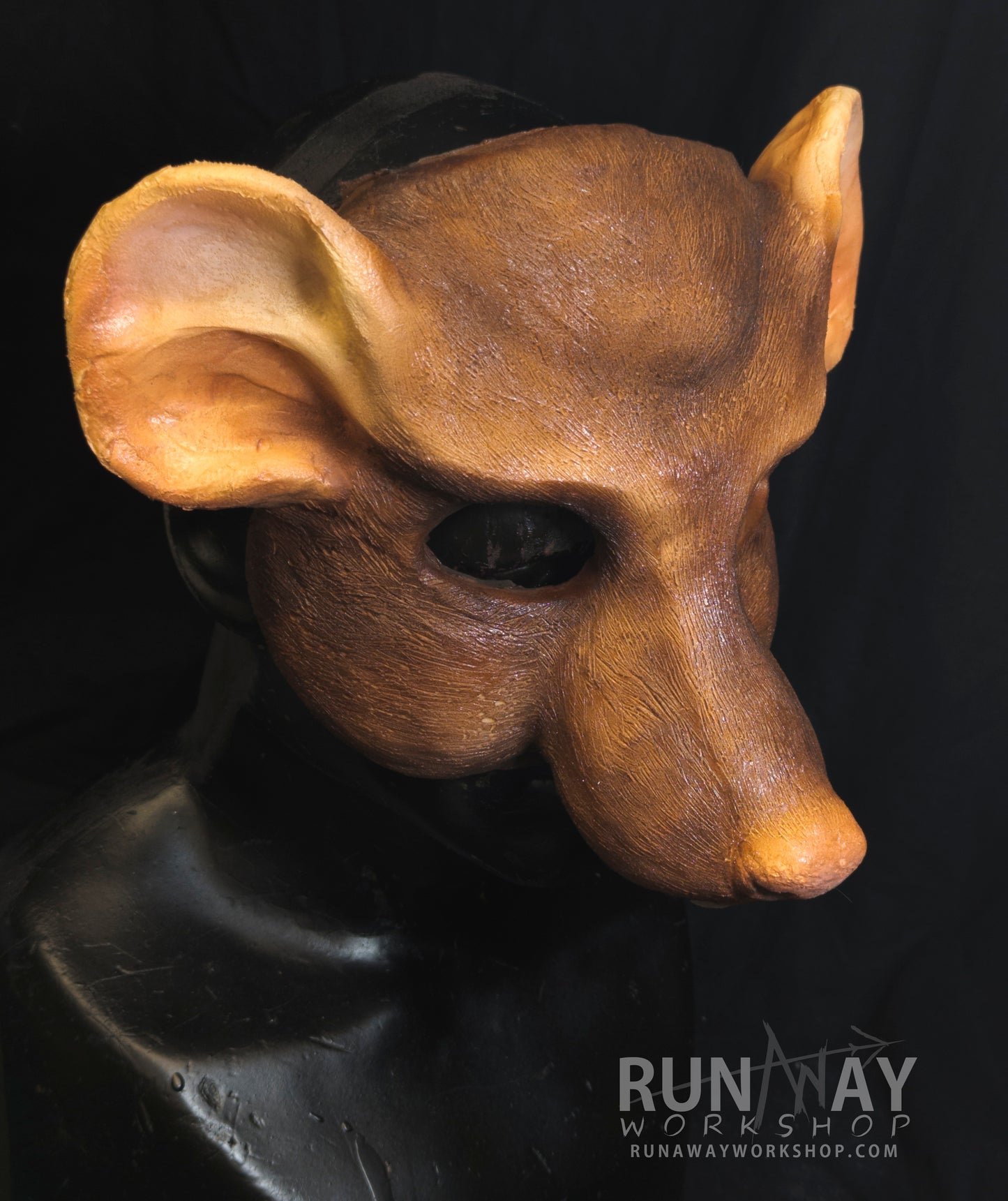 Brown scaven, rat folk durable mask for LARP, performance and costuming