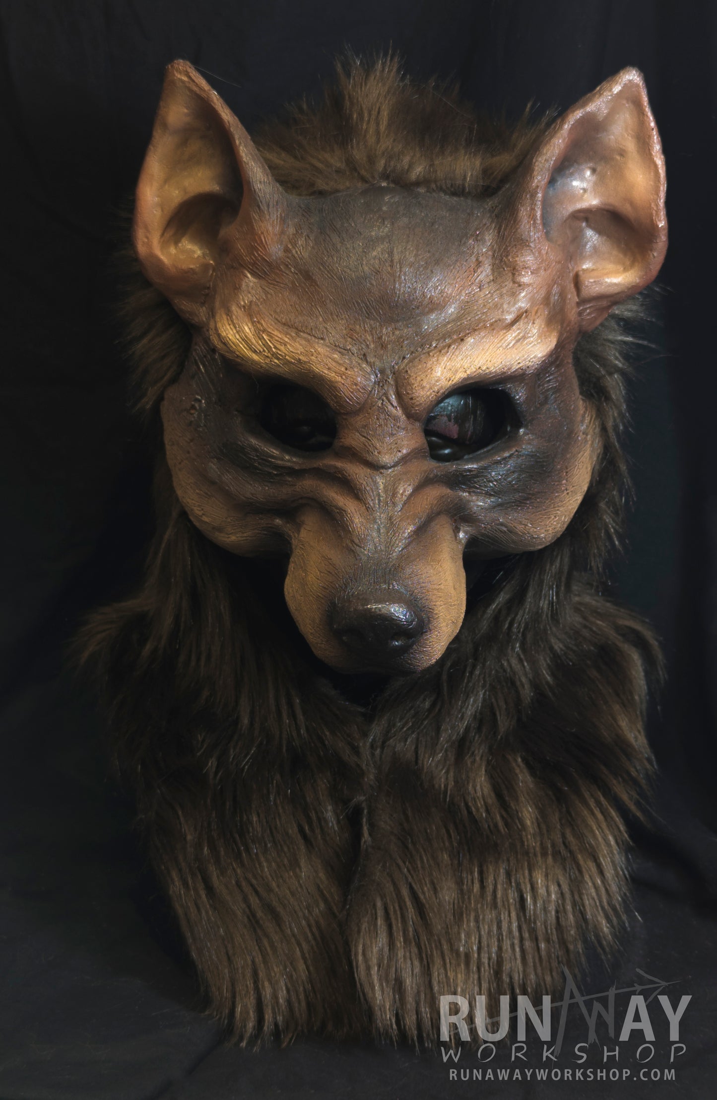 Brown wolf, durable hooded mask for LARP, performance and costuming